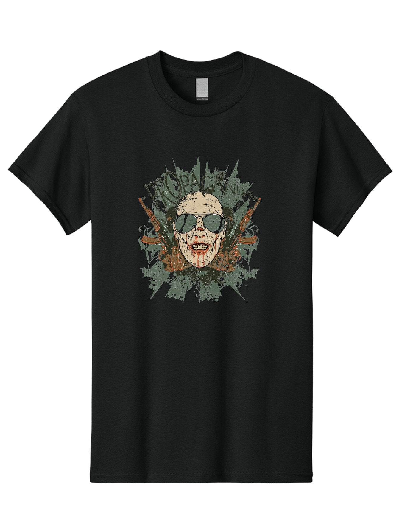 Warhead Propaganda Men'S Graphic Tee, 100% Cotton, Comfortable Casual Summer Wear, Machine Washable, Zombie With Sunglasses, Bloody Face, Propaganda Art, Street Art Style, Punk Rock Aesthetic, Zombie Apocalypse, Dark Humor, Graphic Design, Aae822 10
