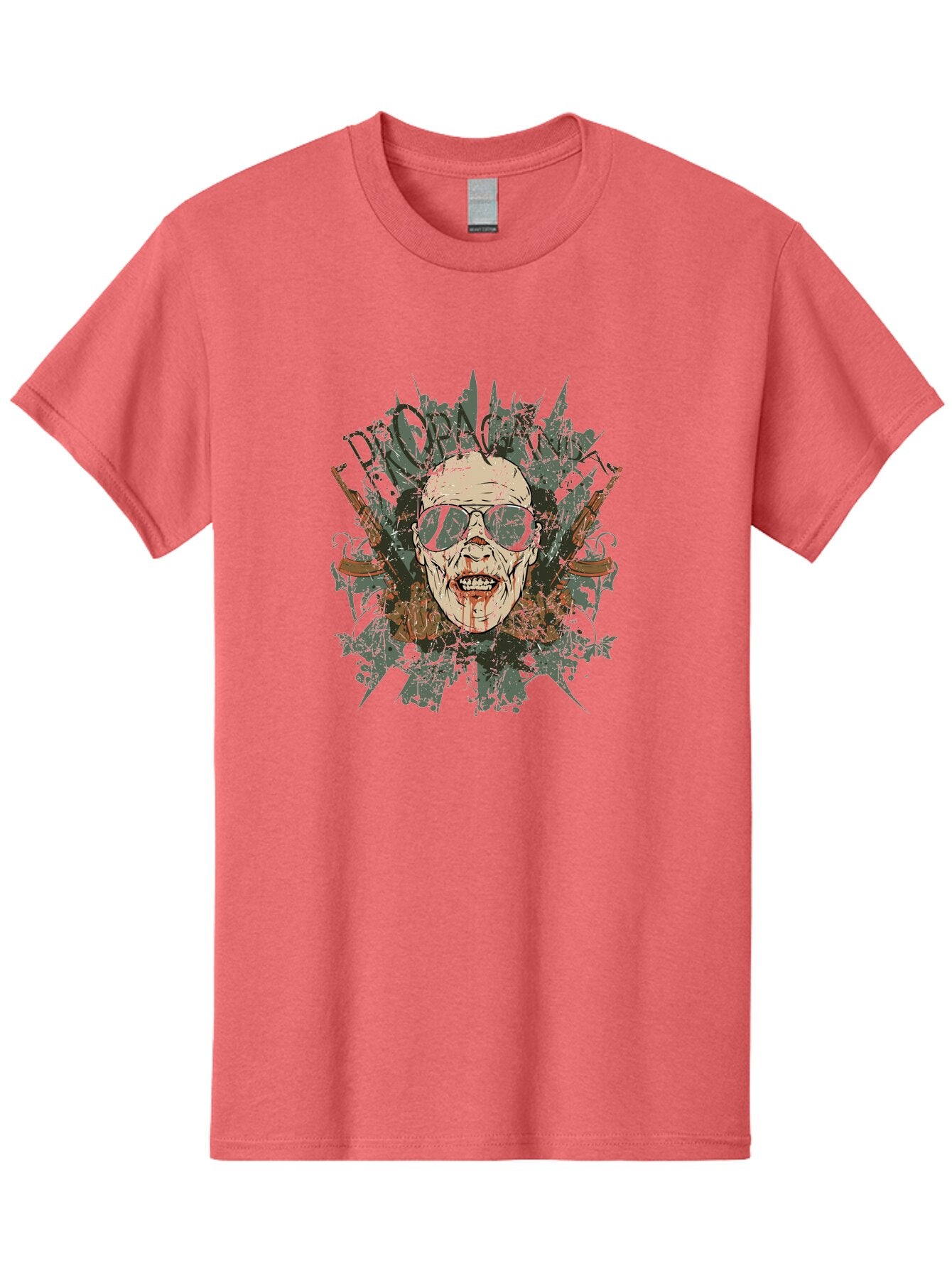 Warhead Propaganda Men'S Graphic Tee, 100% Cotton, Comfortable Casual Summer Wear, Machine Washable, Zombie With Sunglasses, Bloody Face, Propaganda Art, Street Art Style, Punk Rock Aesthetic, Zombie Apocalypse, Dark Humor, Graphic Design, Aae822 5