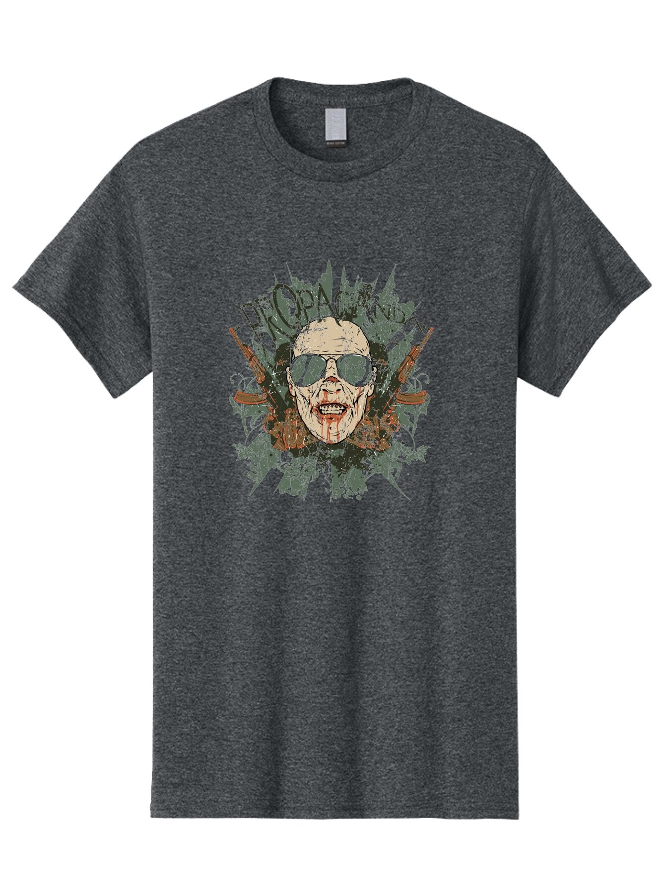 Warhead Propaganda Men'S Graphic Tee, 100% Cotton, Comfortable Casual Summer Wear, Machine Washable, Zombie With Sunglasses, Bloody Face, Propaganda Art, Street Art Style, Punk Rock Aesthetic, Zombie Apocalypse, Dark Humor, Graphic Design, Aae822 12