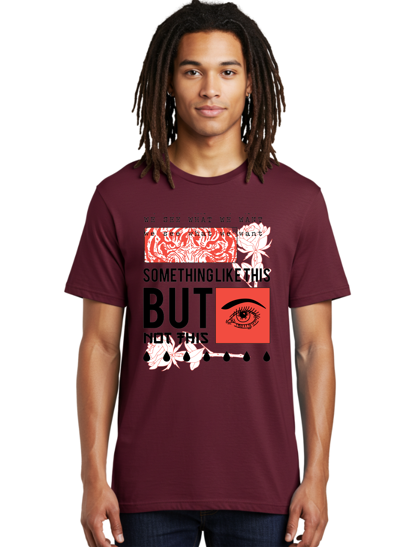 We See - Men Men'S Graphic Tee, 100% Cotton, Comfortable Casual Summer Wear, Machine Washable, Eye With Tears, Abstract Art, Surrealism, Thought-Provoking Quote, Bold Typography, Contrasting Colors, Eye-Catching Design, Striking Imagery, Aae827 28