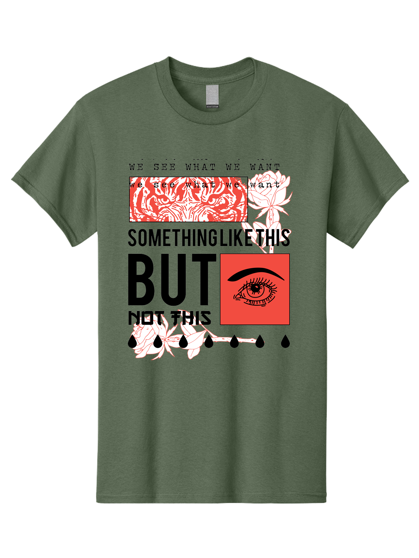 We See - Men Men'S Graphic Tee, 100% Cotton, Comfortable Casual Summer Wear, Machine Washable, Eye With Tears, Abstract Art, Surrealism, Thought-Provoking Quote, Bold Typography, Contrasting Colors, Eye-Catching Design, Striking Imagery, Aae827 11