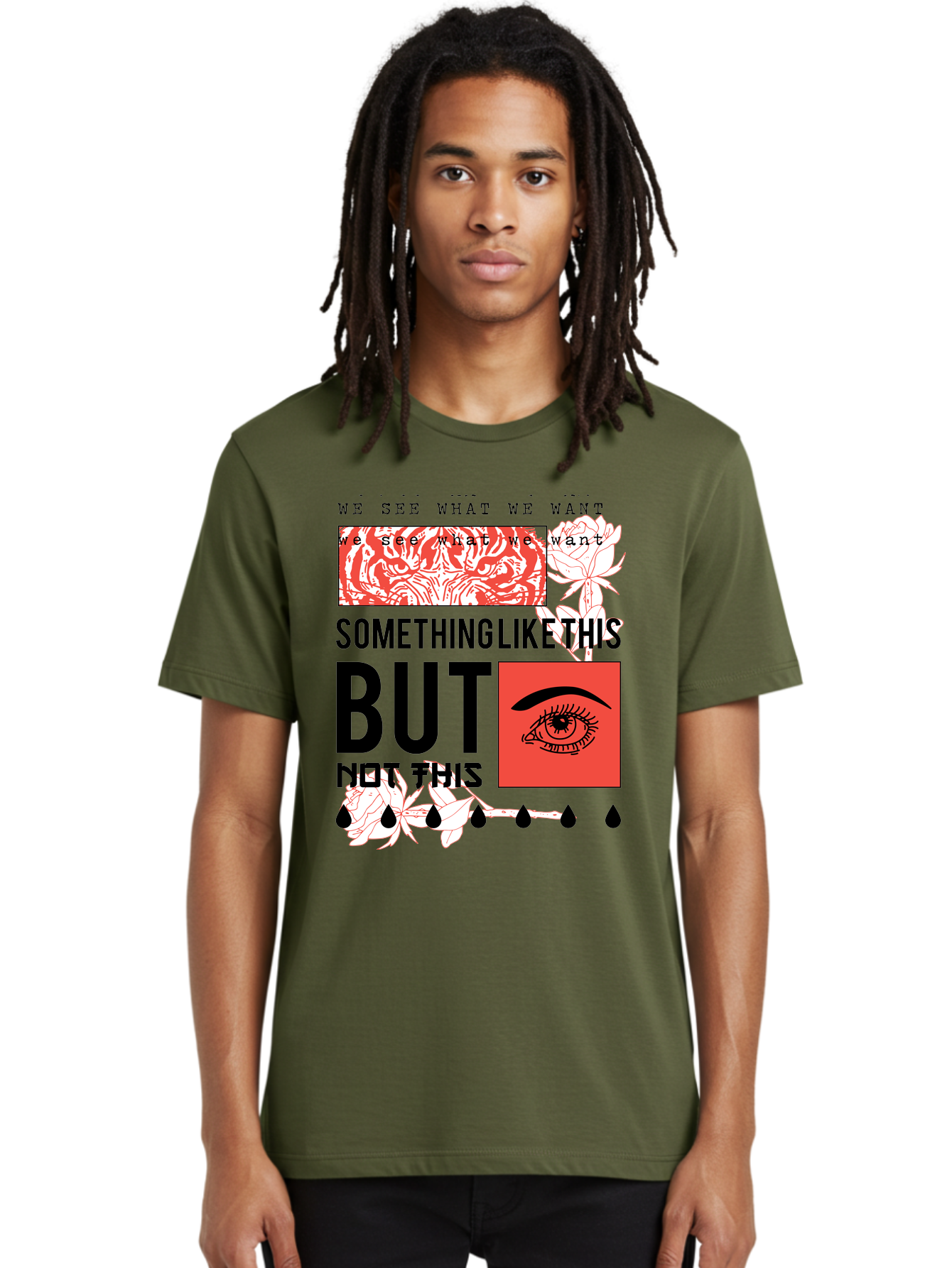 We See - Men Men'S Graphic Tee, 100% Cotton, Comfortable Casual Summer Wear, Machine Washable, Eye With Tears, Abstract Art, Surrealism, Thought-Provoking Quote, Bold Typography, Contrasting Colors, Eye-Catching Design, Striking Imagery, Aae827 12