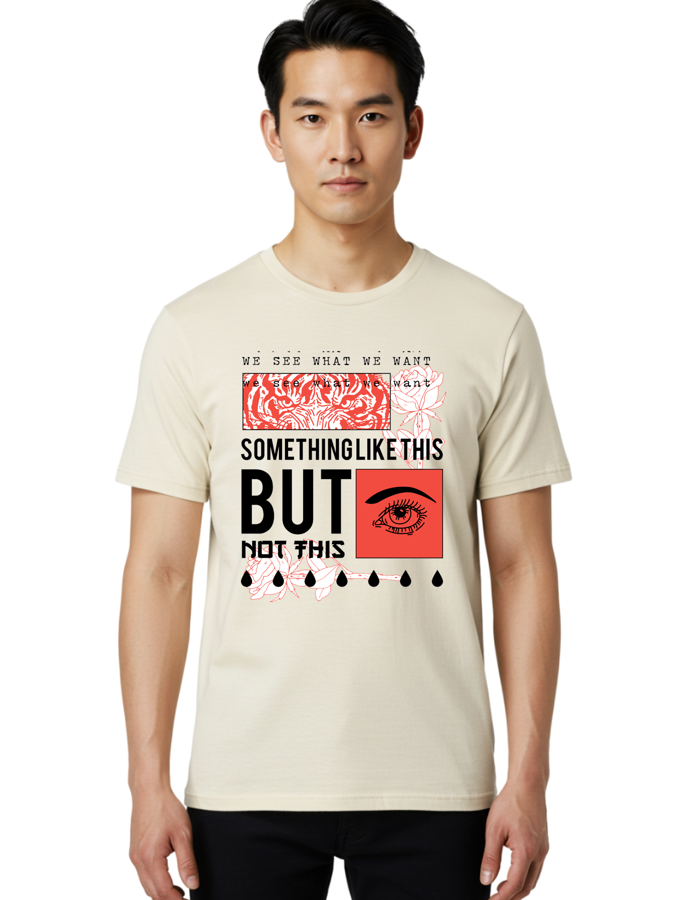 We See - Men Men'S Graphic Tee, 100% Cotton, Comfortable Casual Summer Wear, Machine Washable, Eye With Tears, Abstract Art, Surrealism, Thought-Provoking Quote, Bold Typography, Contrasting Colors, Eye-Catching Design, Striking Imagery, Aae827 20