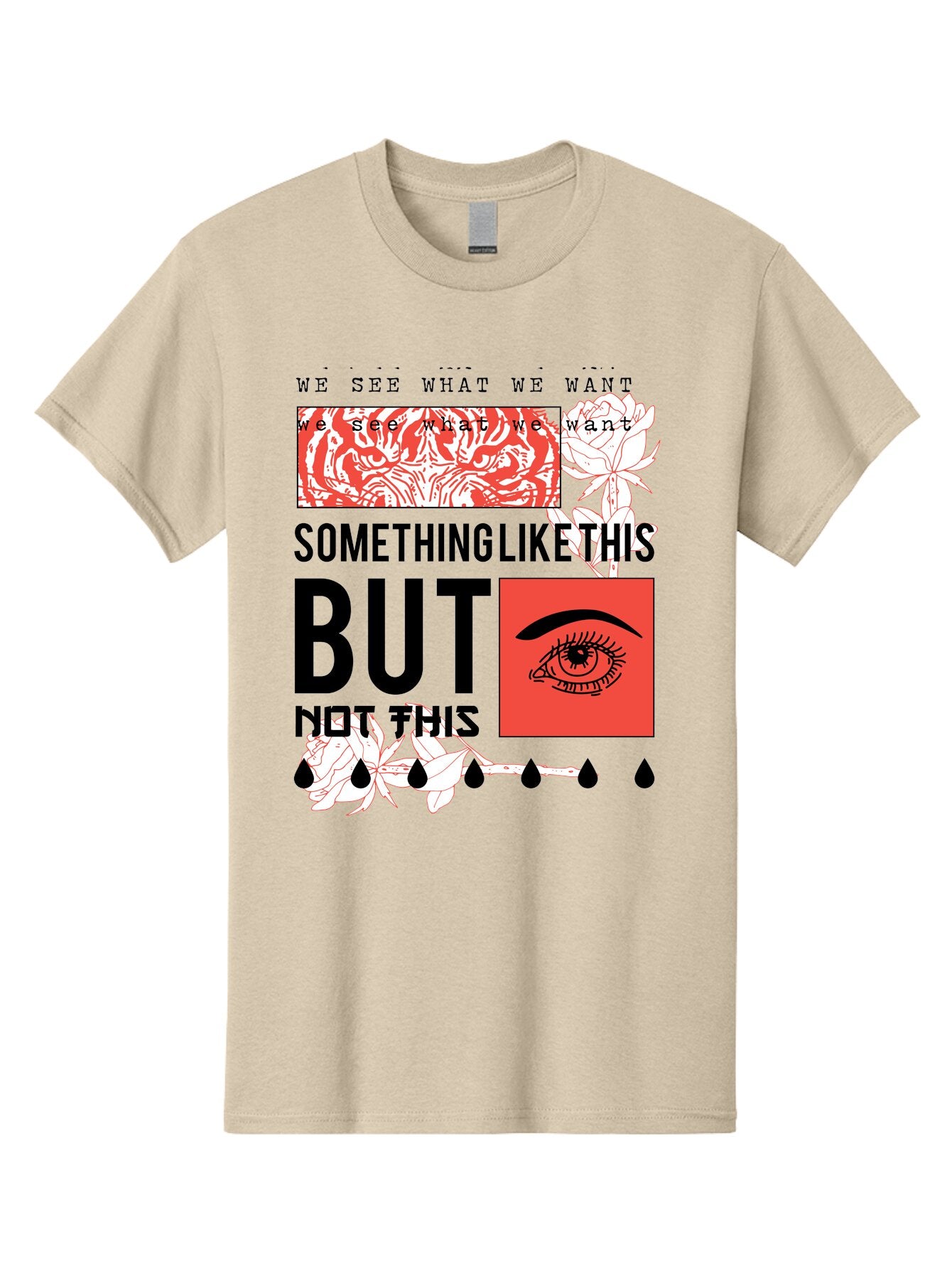We See - Men Men'S Graphic Tee, 100% Cotton, Comfortable Casual Summer Wear, Machine Washable, Eye With Tears, Abstract Art, Surrealism, Thought-Provoking Quote, Bold Typography, Contrasting Colors, Eye-Catching Design, Striking Imagery, Aae827 9