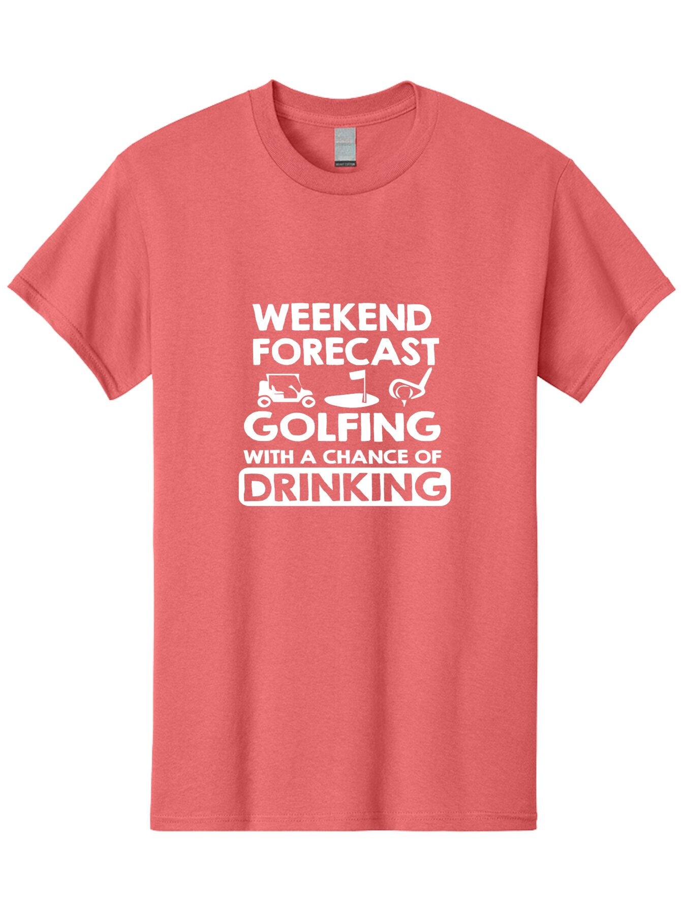 Weekend Forcast Golfing Men'S Graphic Tee, 100% Cotton, Comfortable Casual Summer Wear, Machine Washable, Golfing, Drinking, Weekend Plans, Golf Cart, Golf Flag, Golf Club, Humorous Quote, Funny Saying, Golf Humor, Weekend Forecast Aae830