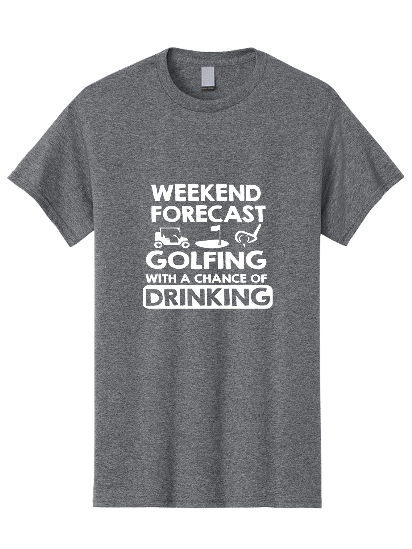 Weekend Forcast Golfing Men'S Graphic Tee, 100% Cotton, Comfortable Casual Summer Wear, Machine Washable, Golfing, Drinking, Weekend Plans, Golf Cart, Golf Flag, Golf Club, Humorous Quote, Funny Saying, Golf Humor, Weekend Forecast Aae830 9