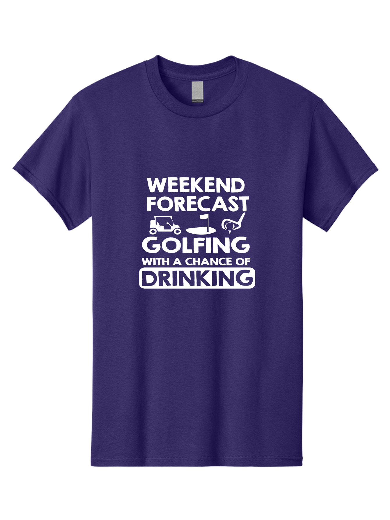 Weekend Forcast Golfing Men'S Graphic Tee, 100% Cotton, Comfortable Casual Summer Wear, Machine Washable, Golfing, Drinking, Weekend Plans, Golf Cart, Golf Flag, Golf Club, Humorous Quote, Funny Saying, Golf Humor, Weekend Forecast Aae830