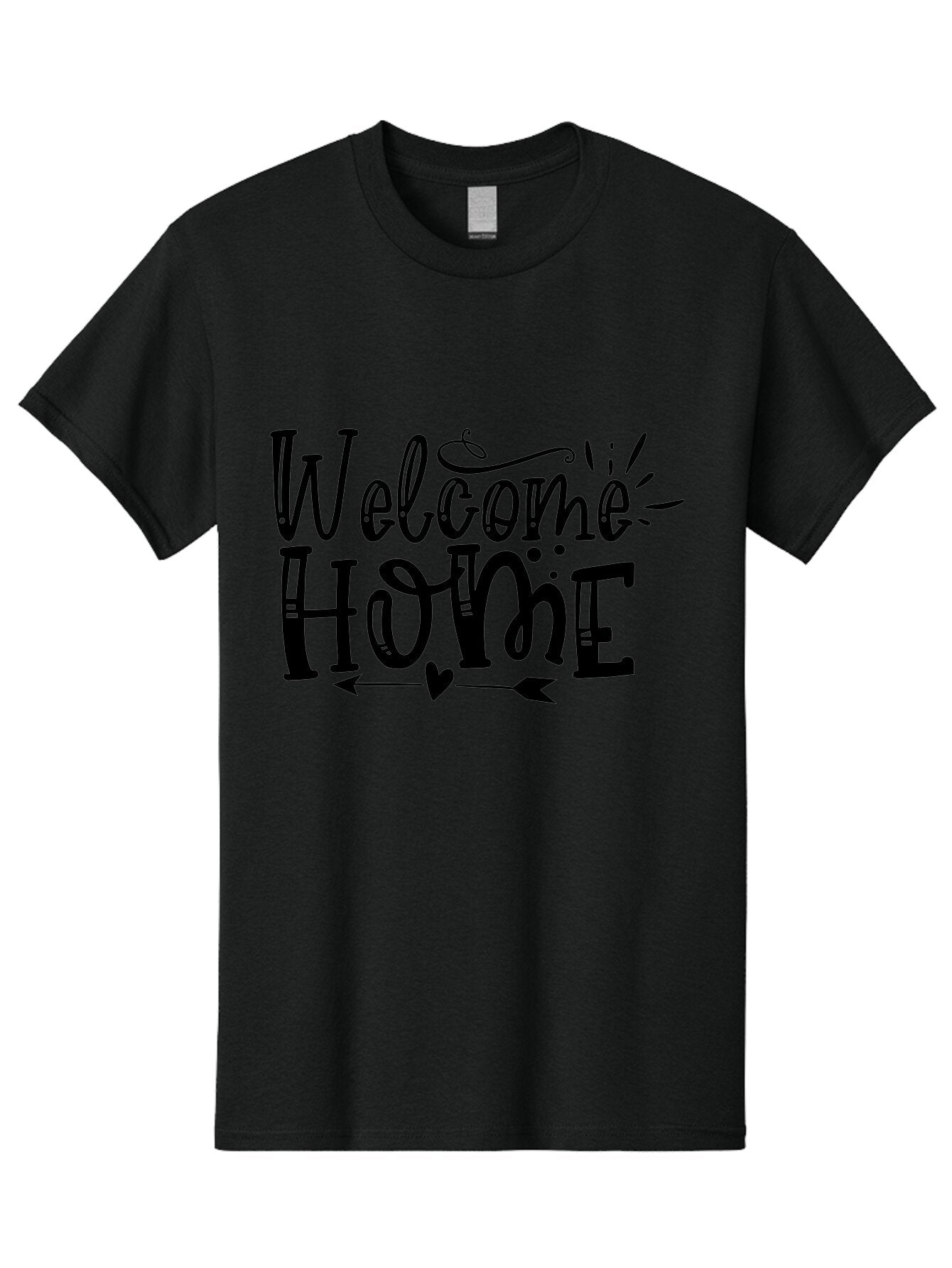 Welcome Home Men'S Graphic Tee, 100% Cotton, Comfortable Casual Summer Wear, Machine Washable, Welcome Home Sign, Home Decor, Home Sweet Home, Warm Welcome, Home Signage, Decorative Text, Arrow Design, Heart Symbol, Typography Art, Aae831 9