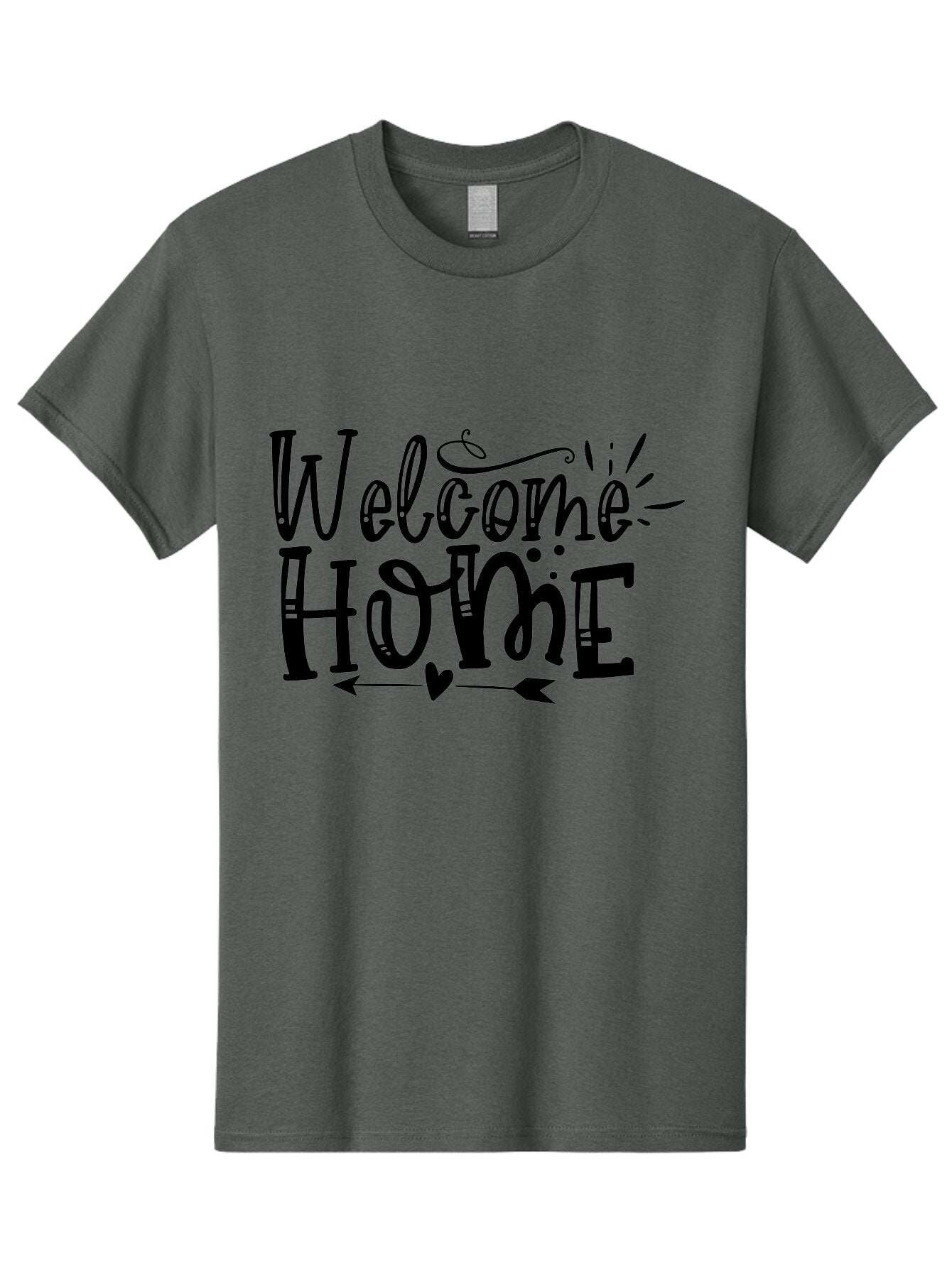 Welcome Home Men'S Graphic Tee, 100% Cotton, Comfortable Casual Summer Wear, Machine Washable, Welcome Home Sign, Home Decor, Home Sweet Home, Warm Welcome, Home Signage, Decorative Text, Arrow Design, Heart Symbol, Typography Art, Aae831 7