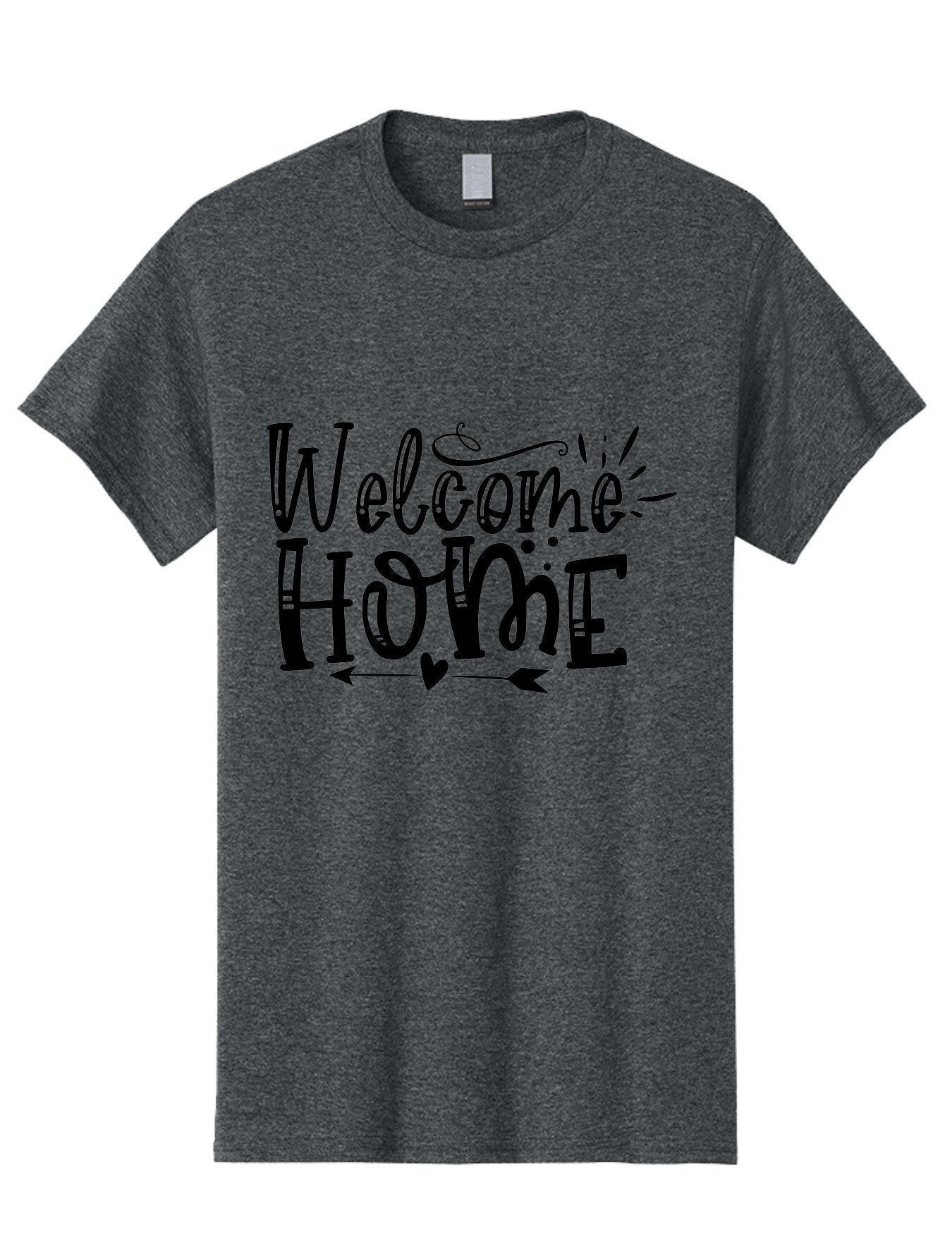 Welcome Home Men'S Graphic Tee, 100% Cotton, Comfortable Casual Summer Wear, Machine Washable, Welcome Home Sign, Home Decor, Home Sweet Home, Warm Welcome, Home Signage, Decorative Text, Arrow Design, Heart Symbol, Typography Art, Aae831 12