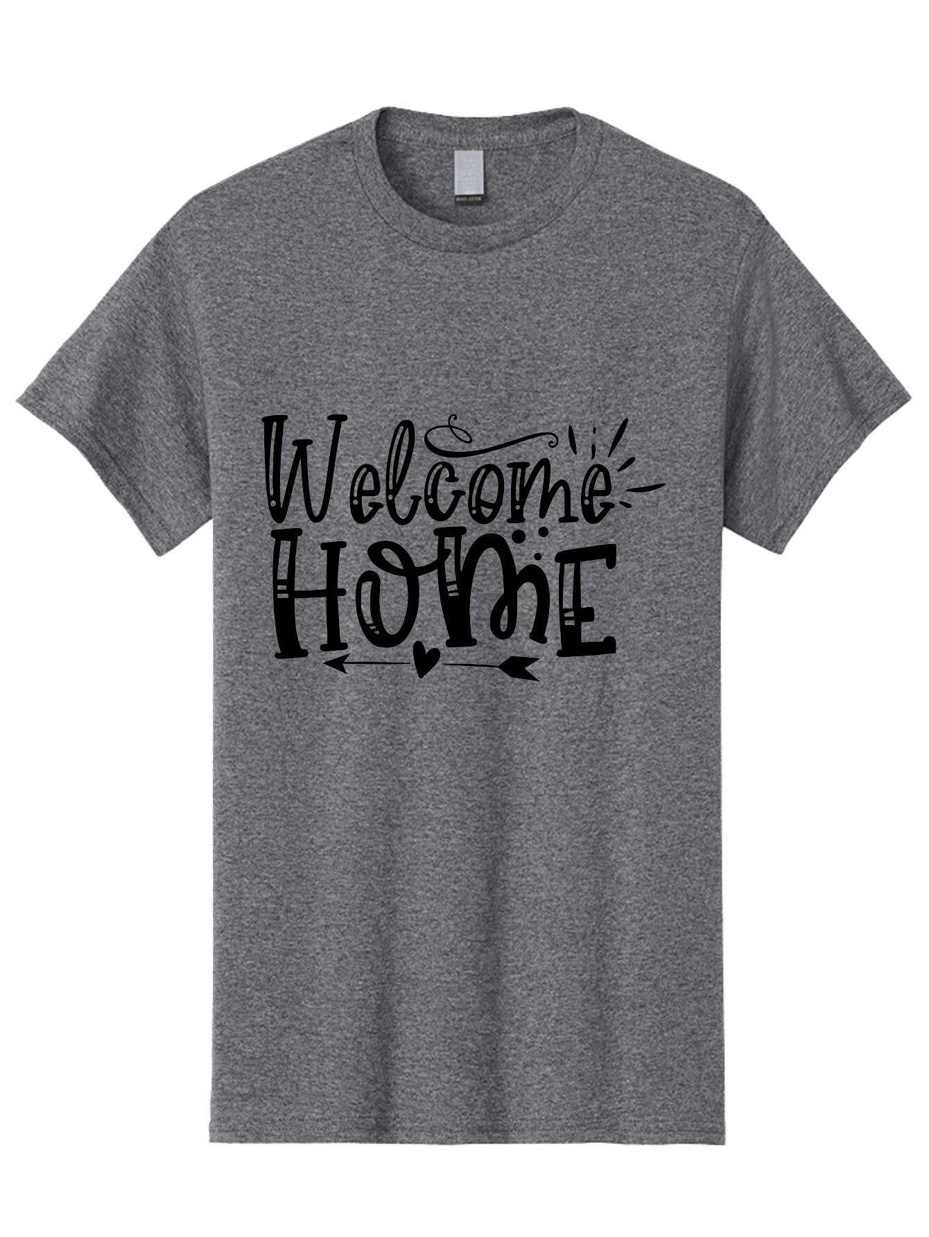 Welcome Home Men'S Graphic Tee, 100% Cotton, Comfortable Casual Summer Wear, Machine Washable, Welcome Home Sign, Home Decor, Home Sweet Home, Warm Welcome, Home Signage, Decorative Text, Arrow Design, Heart Symbol, Typography Art, Aae831 10