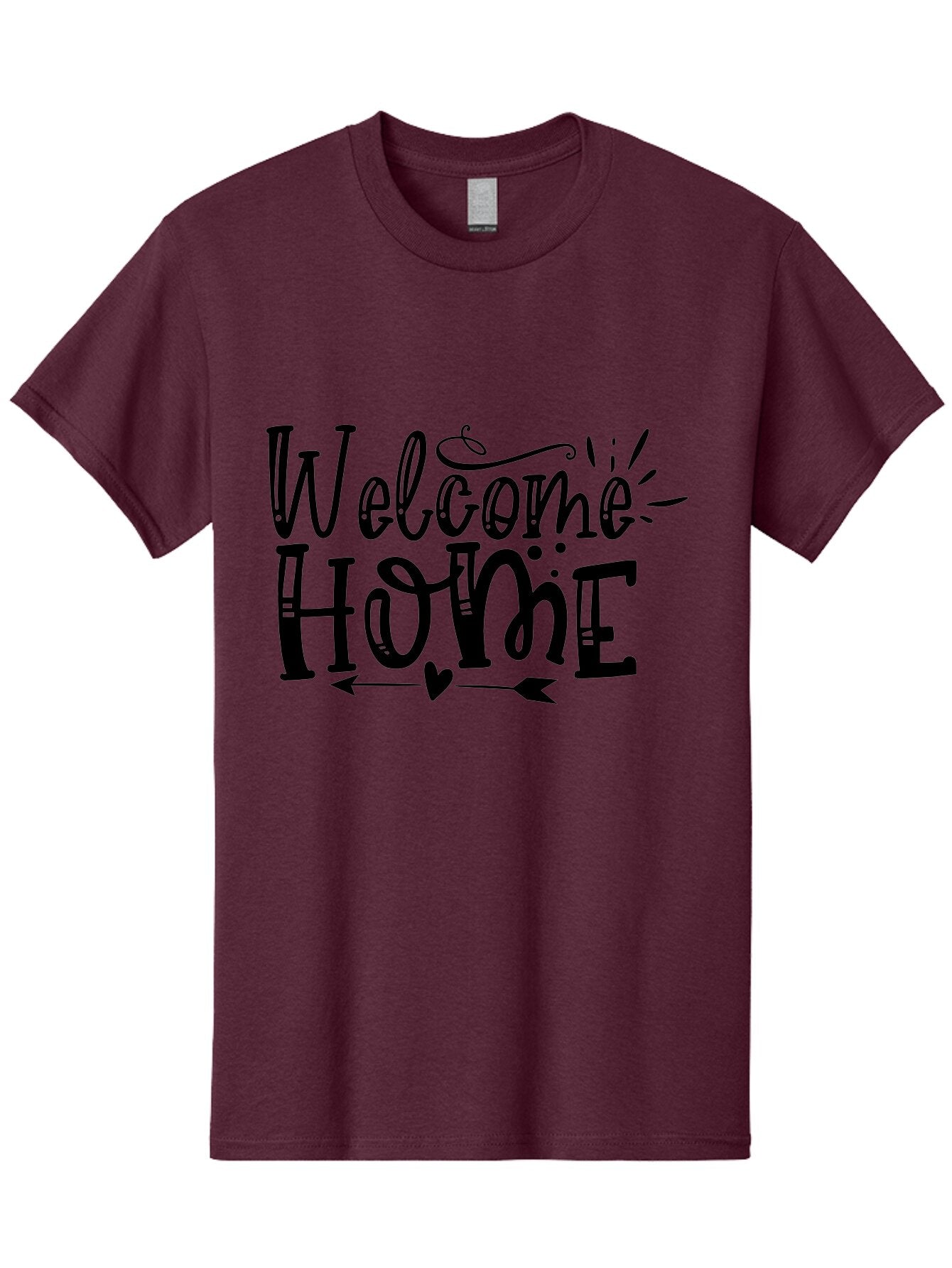 Welcome Home Men'S Graphic Tee, 100% Cotton, Comfortable Casual Summer Wear, Machine Washable, Welcome Home Sign, Home Decor, Home Sweet Home, Warm Welcome, Home Signage, Decorative Text, Arrow Design, Heart Symbol, Typography Art, Aae831 6