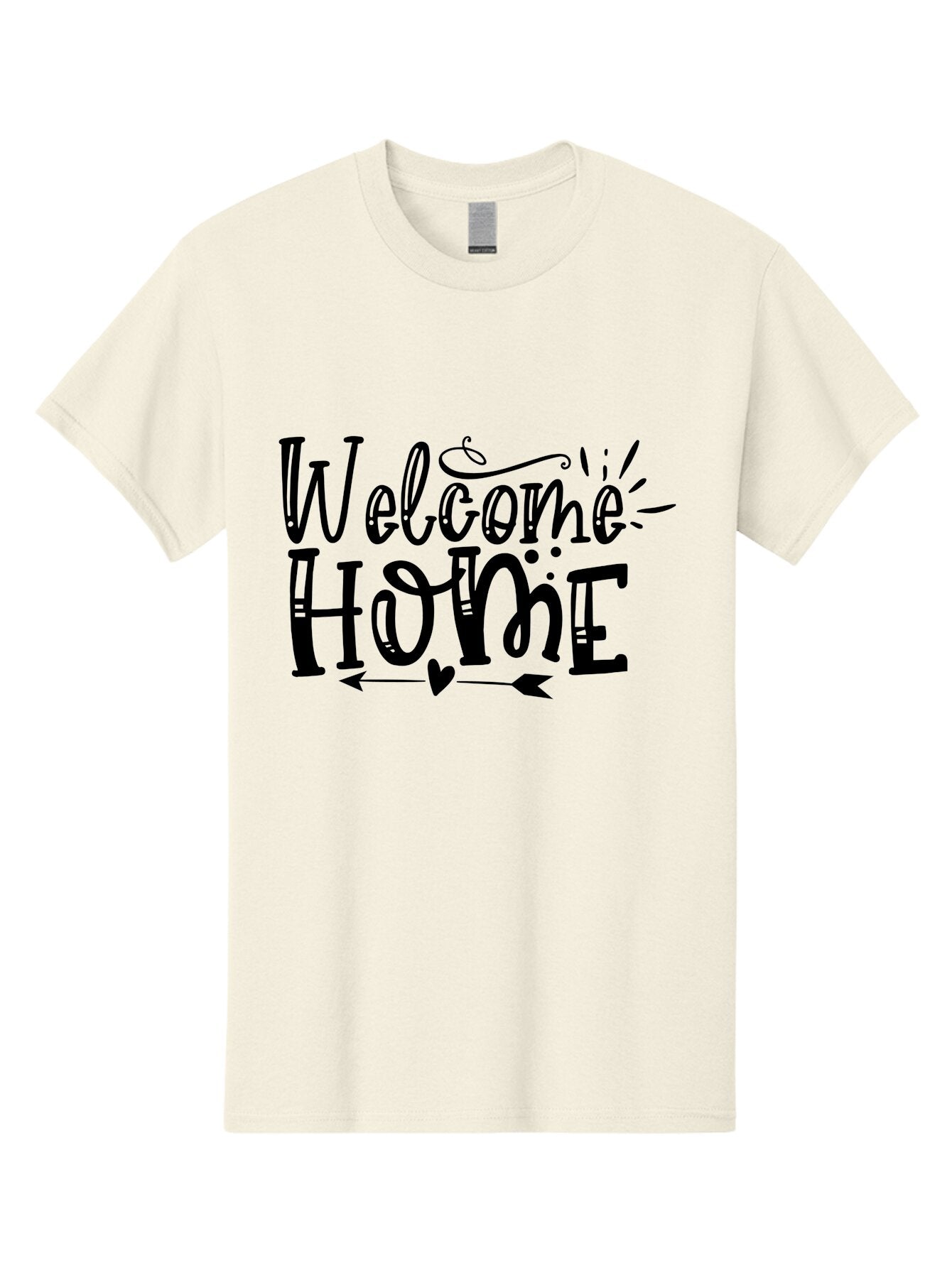 Welcome Home Men'S Graphic Tee, 100% Cotton, Comfortable Casual Summer Wear, Machine Washable, Welcome Home Sign, Home Decor, Home Sweet Home, Warm Welcome, Home Signage, Decorative Text, Arrow Design, Heart Symbol, Typography Art, Aae831 8