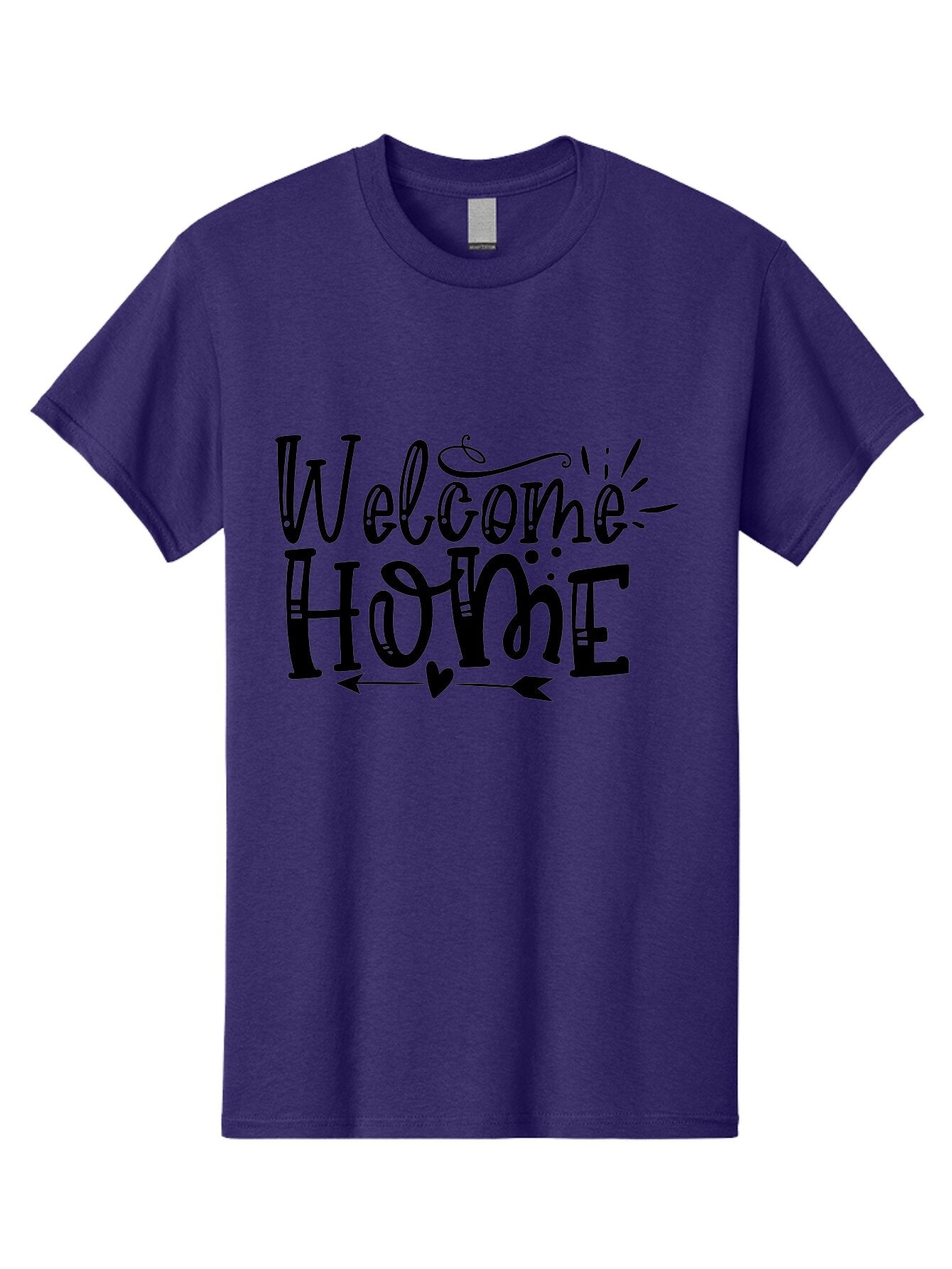 Welcome Home Men'S Graphic Tee, 100% Cotton, Comfortable Casual Summer Wear, Machine Washable, Welcome Home Sign, Home Decor, Home Sweet Home, Warm Welcome, Home Signage, Decorative Text, Arrow Design, Heart Symbol, Typography Art, Aae831 11