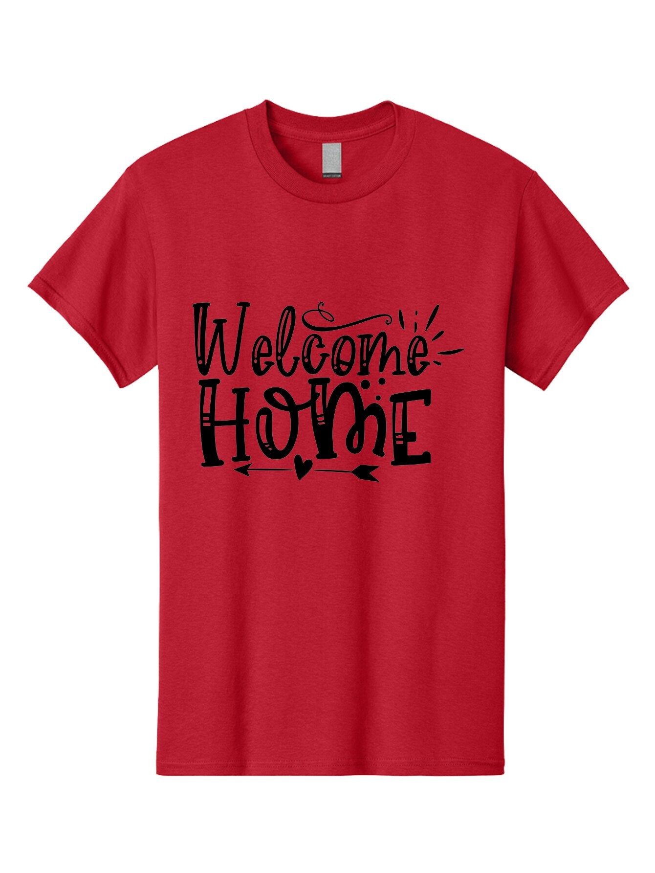 Welcome Home Men'S Graphic Tee, 100% Cotton, Comfortable Casual Summer Wear, Machine Washable, Welcome Home Sign, Home Decor, Home Sweet Home, Warm Welcome, Home Signage, Decorative Text, Arrow Design, Heart Symbol, Typography Art, Aae831 15