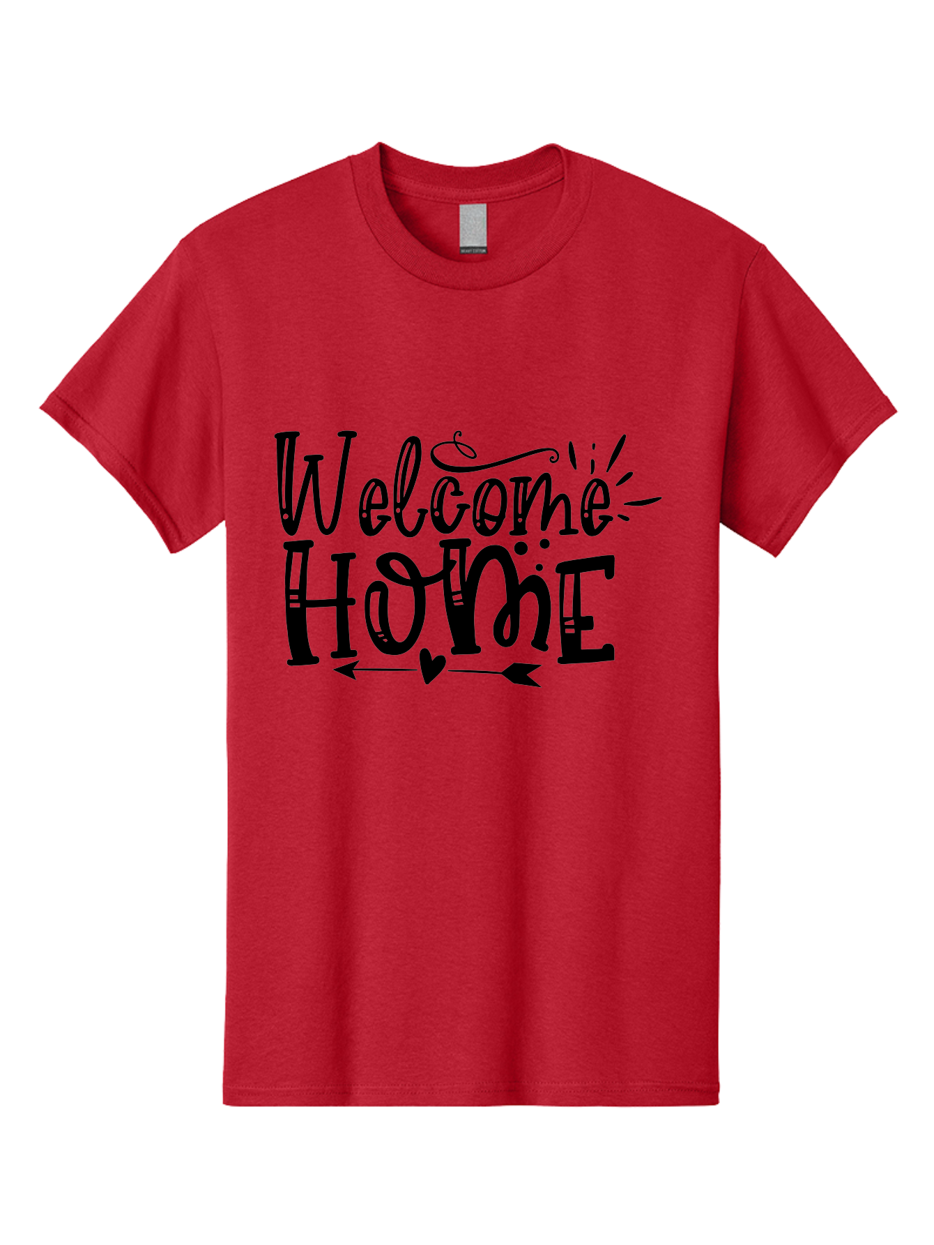Welcome Home Men'S Graphic Tee, 100% Cotton, Comfortable Casual Summer Wear, Machine Washable, Welcome Home Sign, Home Decor, Home Sweet Home, Warm Welcome, Home Signage, Decorative Text, Arrow Design, Heart Symbol, Typography Art, Aae831