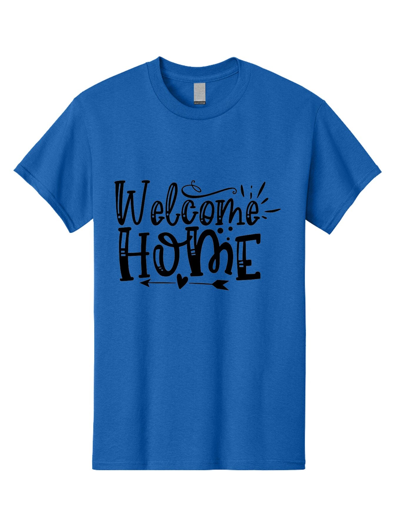 Welcome Home Men'S Graphic Tee, 100% Cotton, Comfortable Casual Summer Wear, Machine Washable, Welcome Home Sign, Home Decor, Home Sweet Home, Warm Welcome, Home Signage, Decorative Text, Arrow Design, Heart Symbol, Typography Art, Aae831 3