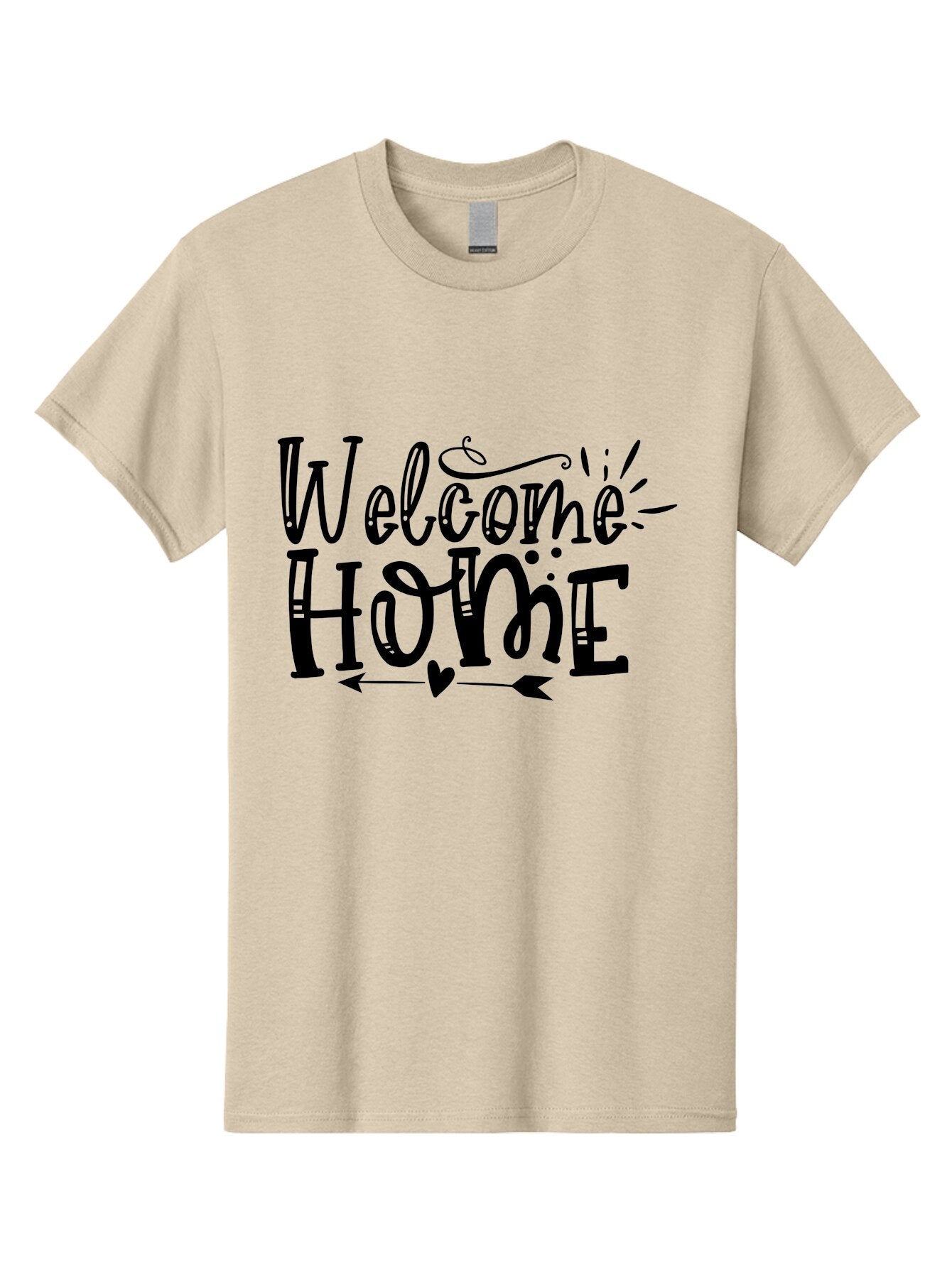Welcome Home Men'S Graphic Tee, 100% Cotton, Comfortable Casual Summer Wear, Machine Washable, Welcome Home Sign, Home Decor, Home Sweet Home, Warm Welcome, Home Signage, Decorative Text, Arrow Design, Heart Symbol, Typography Art, Aae831 14