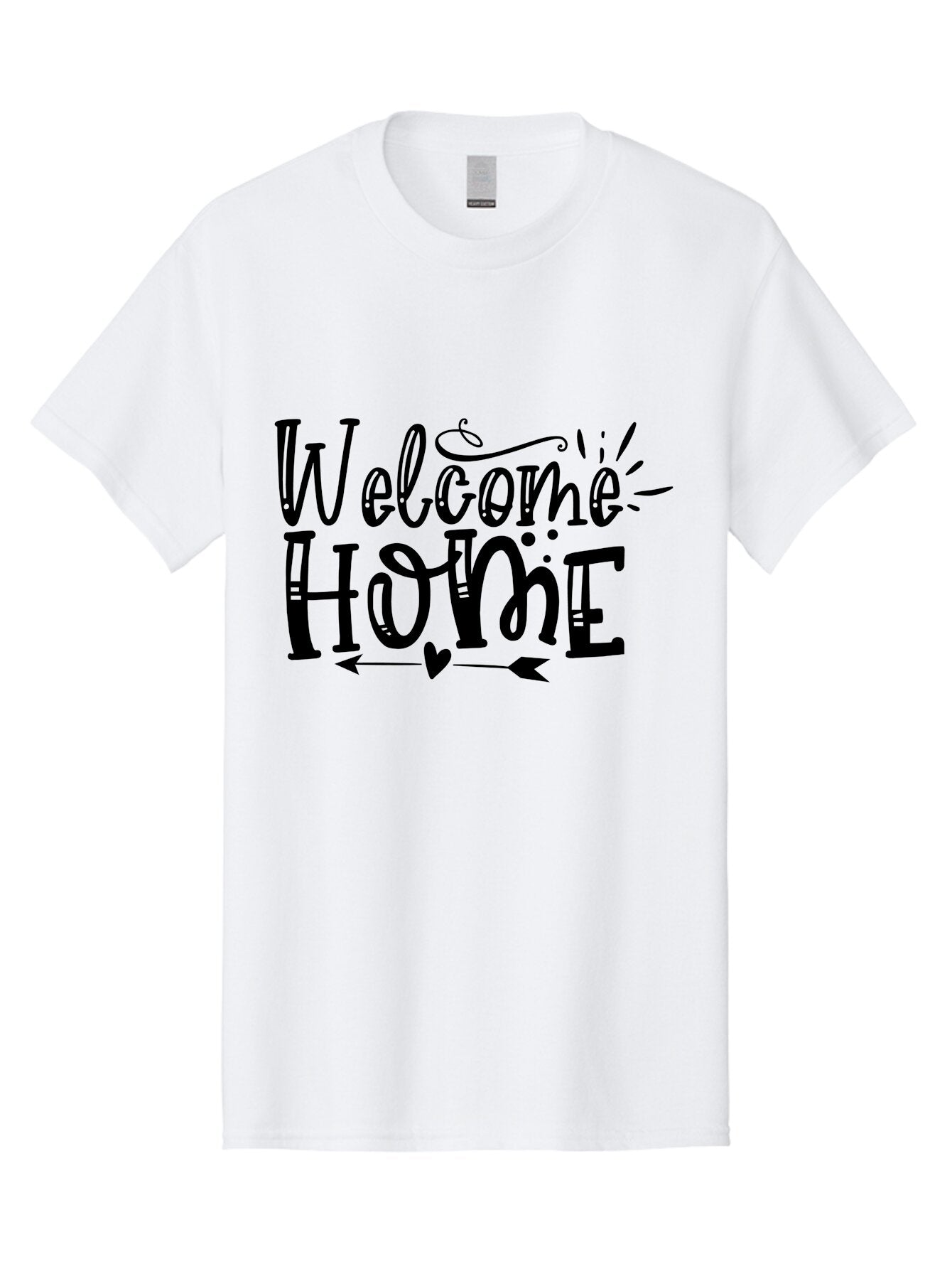 Welcome Home Men'S Graphic Tee, 100% Cotton, Comfortable Casual Summer Wear, Machine Washable, Welcome Home Sign, Home Decor, Home Sweet Home, Warm Welcome, Home Signage, Decorative Text, Arrow Design, Heart Symbol, Typography Art, Aae831 4