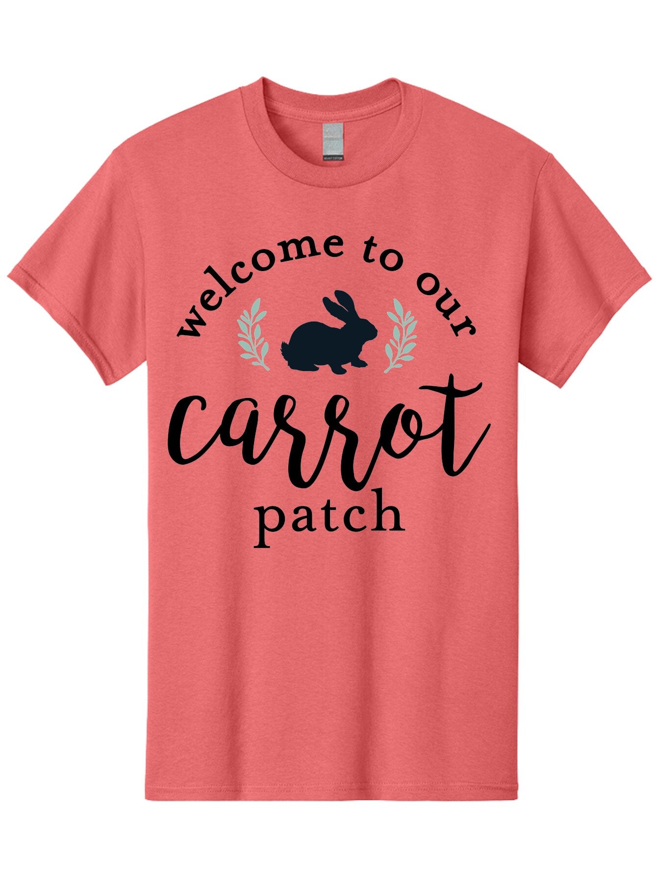Welcome To Our Carrot Patch Men'S Graphic Tee, 100% Cotton, Comfortable Casual Summer Wear, Machine Washable, Bunny Silhouette, Welcome Sign, Carrot Patch, Leafy Greens, Spring Theme, Easter Decor, Rabbit Graphics, Garden Welcome Aae832 4