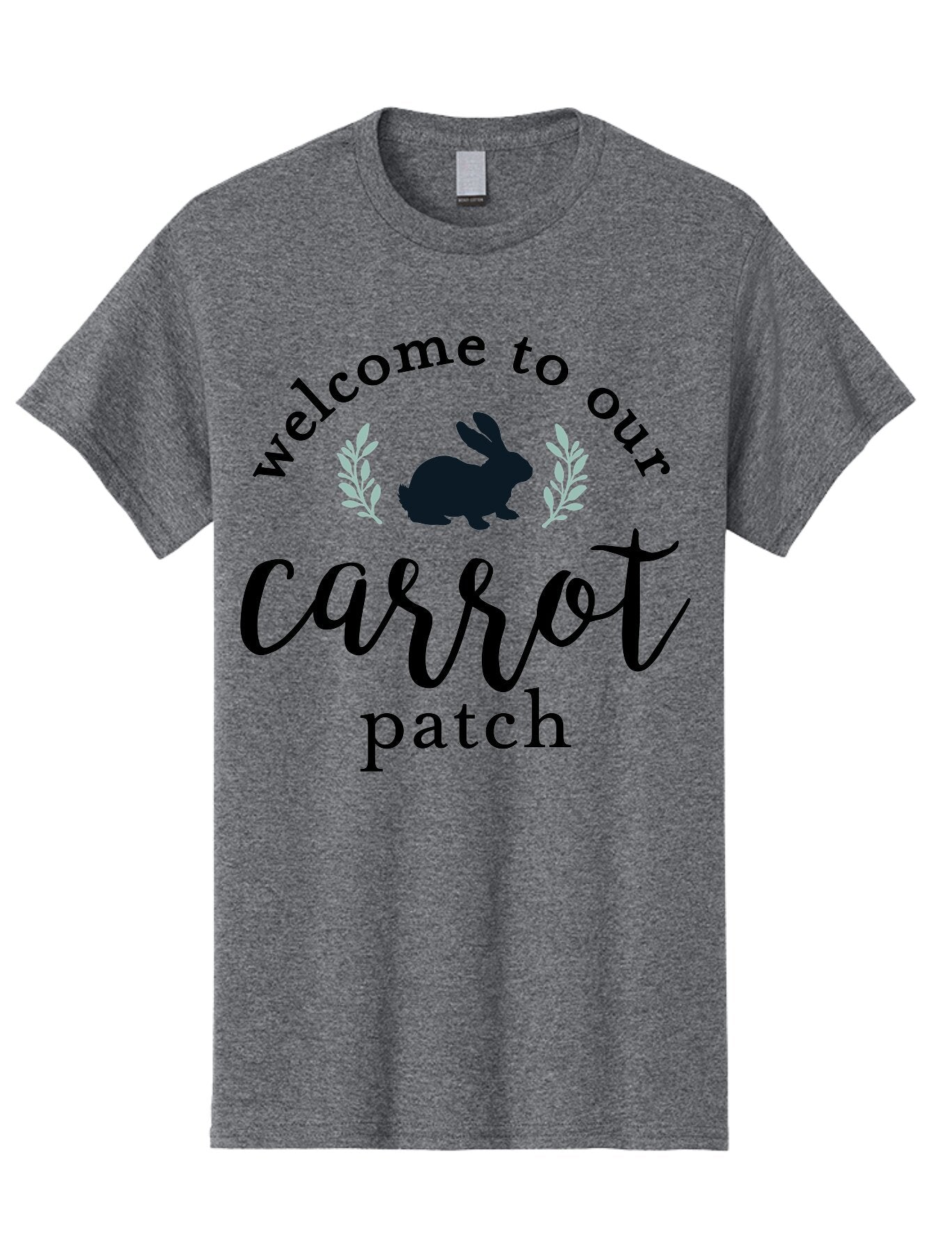 Welcome To Our Carrot Patch Men'S Graphic Tee, 100% Cotton, Comfortable Casual Summer Wear, Machine Washable, Bunny Silhouette, Welcome Sign, Carrot Patch, Leafy Greens, Spring Theme, Easter Decor, Rabbit Graphics, Garden Welcome Aae832 8