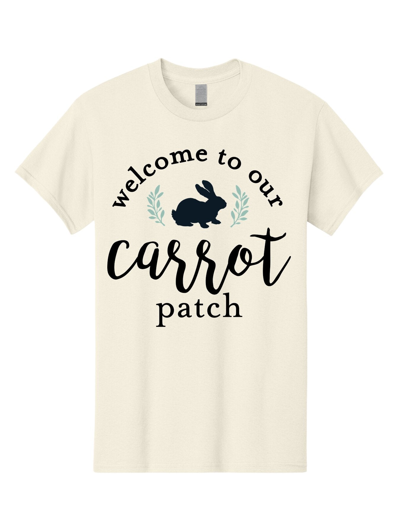 Welcome To Our Carrot Patch Men'S Graphic Tee, 100% Cotton, Comfortable Casual Summer Wear, Machine Washable, Bunny Silhouette, Welcome Sign, Carrot Patch, Leafy Greens, Spring Theme, Easter Decor, Rabbit Graphics, Garden Welcome Aae832