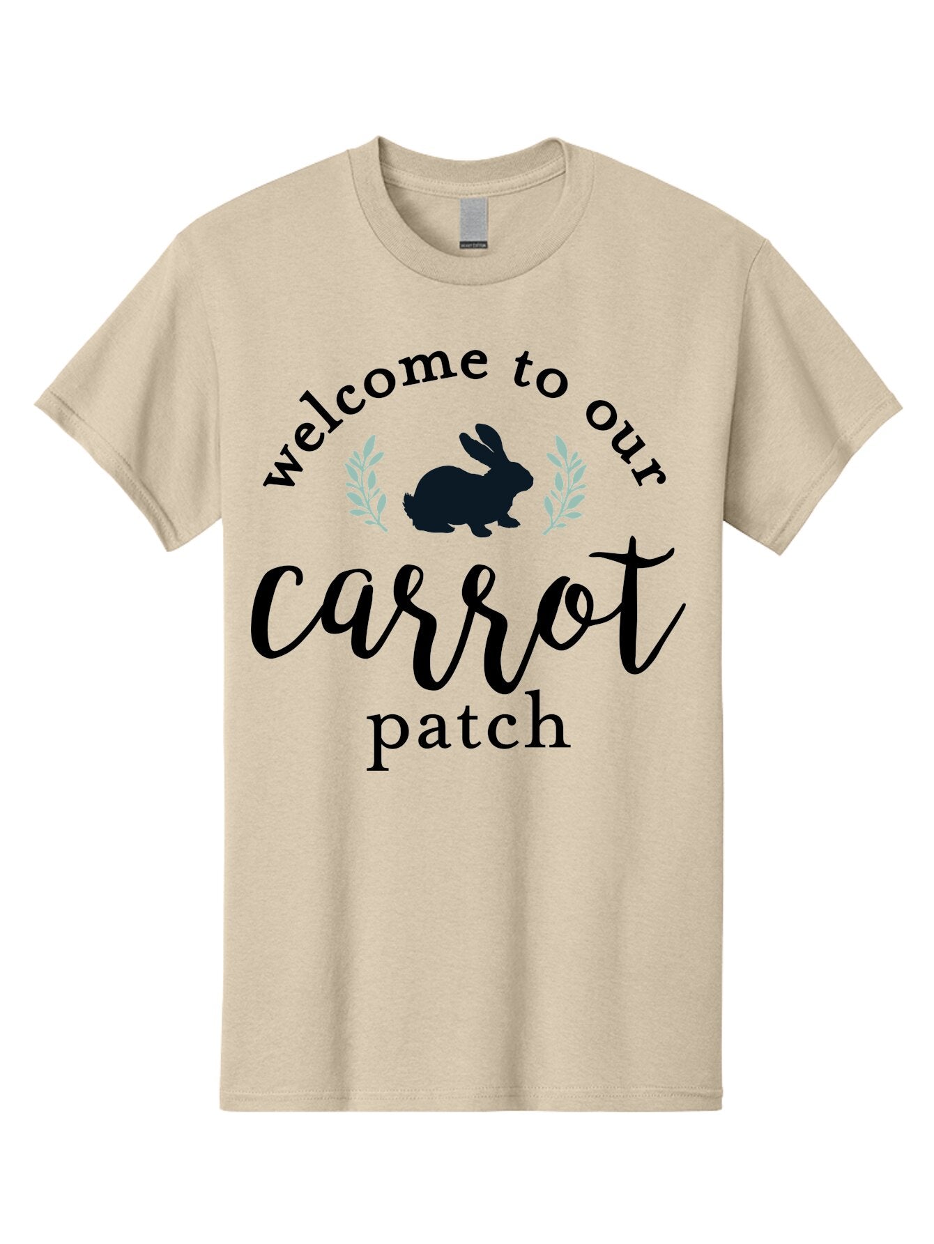 Welcome To Our Carrot Patch Men'S Graphic Tee, 100% Cotton, Comfortable Casual Summer Wear, Machine Washable, Bunny Silhouette, Welcome Sign, Carrot Patch, Leafy Greens, Spring Theme, Easter Decor, Rabbit Graphics, Garden Welcome Aae832 5