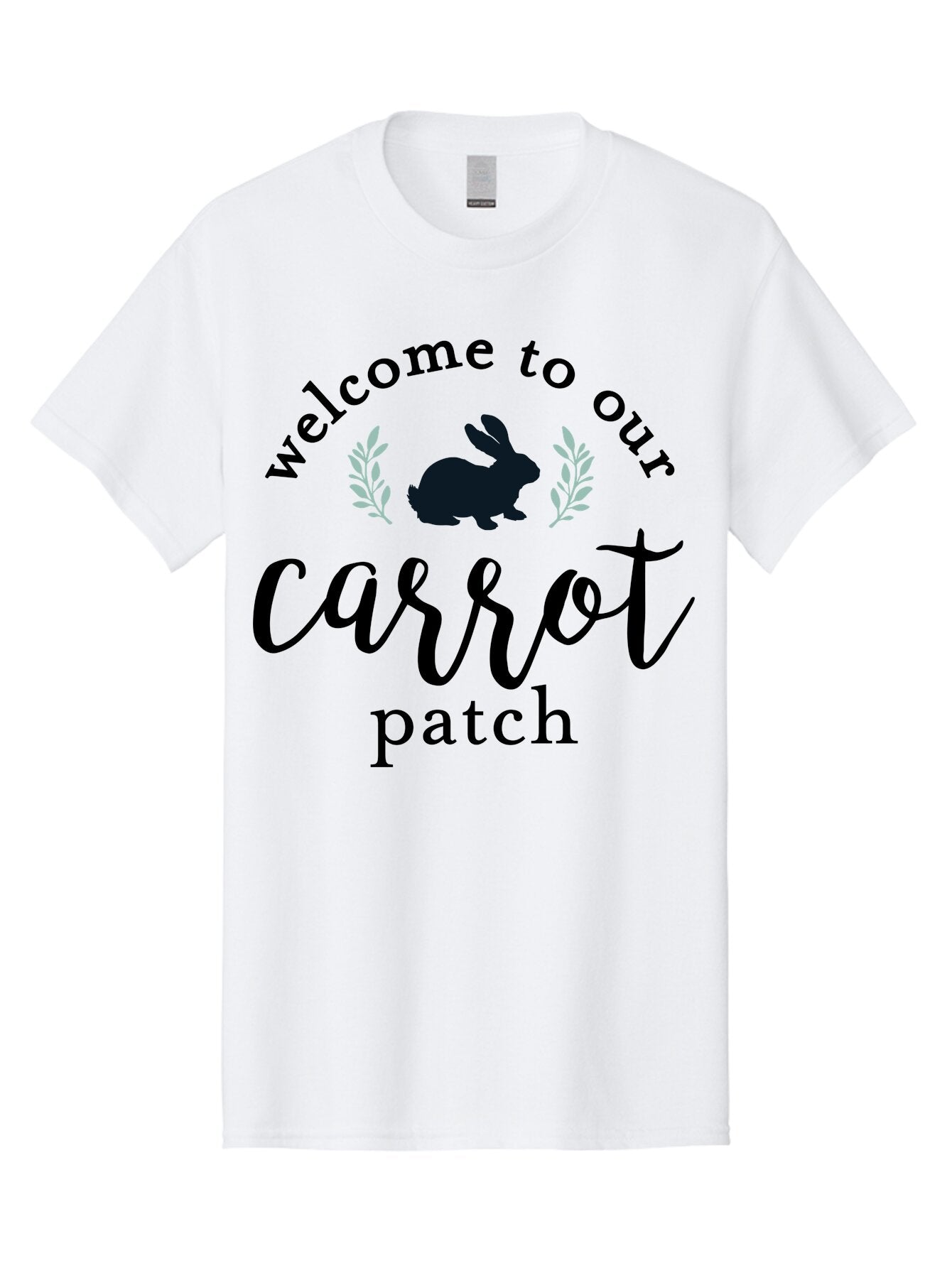 Welcome To Our Carrot Patch Men'S Graphic Tee, 100% Cotton, Comfortable Casual Summer Wear, Machine Washable, Bunny Silhouette, Welcome Sign, Carrot Patch, Leafy Greens, Spring Theme, Easter Decor, Rabbit Graphics, Garden Welcome Aae832 12