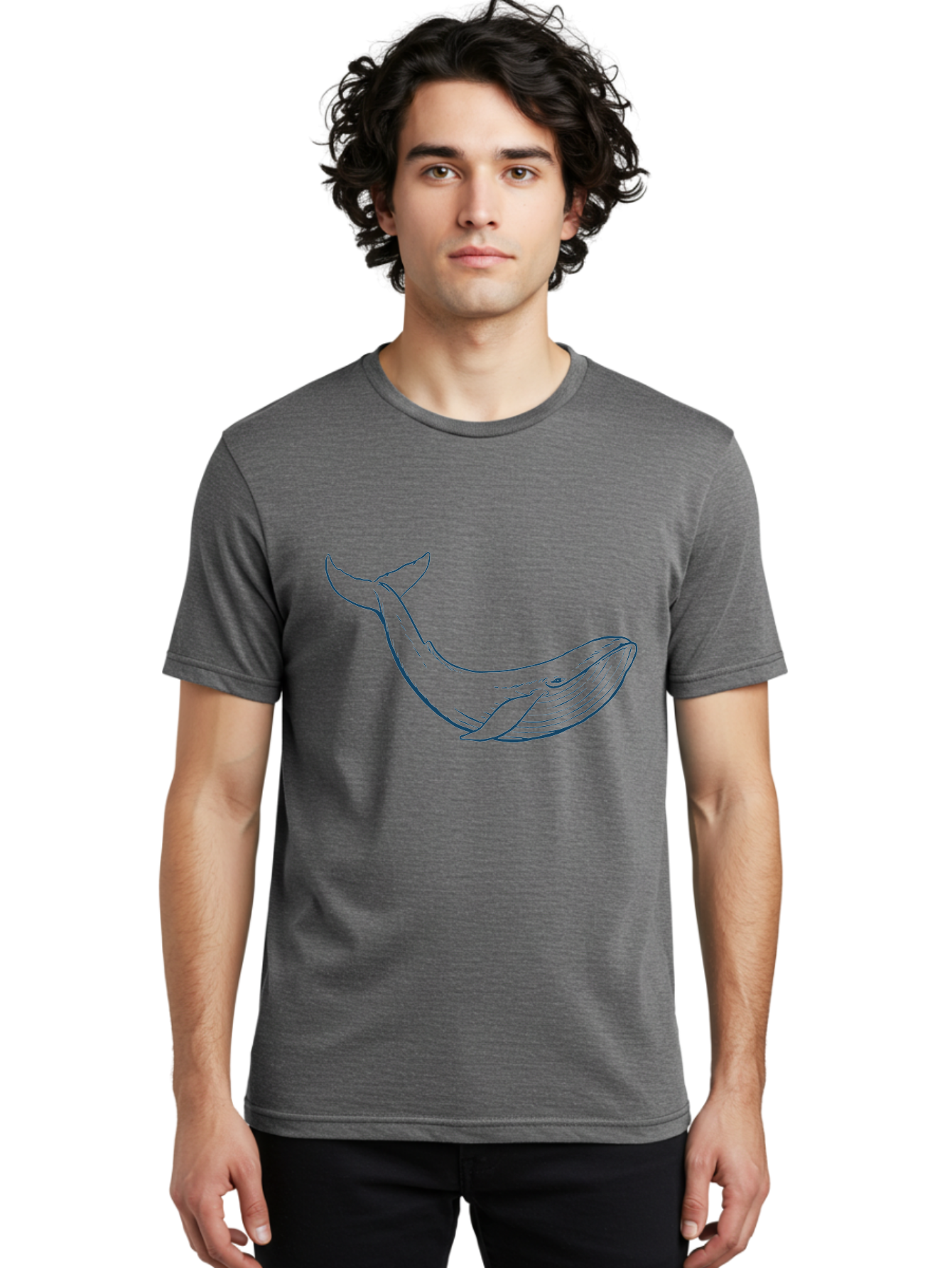 Whale Men'S Graphic Tee, 100% Cotton, Comfortable Casual Summer Wear, Machine Washable, Whale Illustration, Simple Line Art, Minimalist Design, Ocean Creature, Marine Life, Simple Shapes, Elegant Lines, Abstract Art Aae836 18