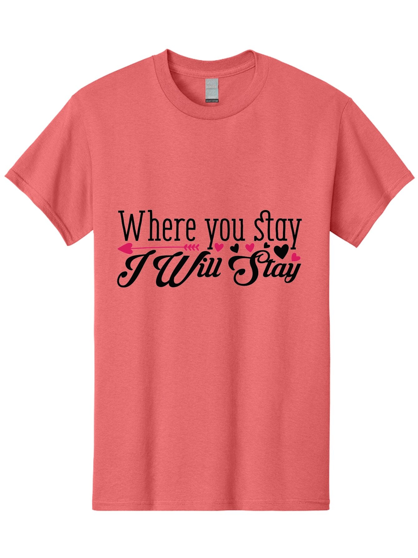 Where You Stay I Will Stay Men'S Graphic Tee, 100% Cotton, Comfortable Casual Summer Wear, Machine Washable, Love Quote, Relationship Goals, Heartwarming Phrase, Sweet Sentiment, Couple'S Quote, Arrow And Hearts, Valentines Day Gift, Aae838 4