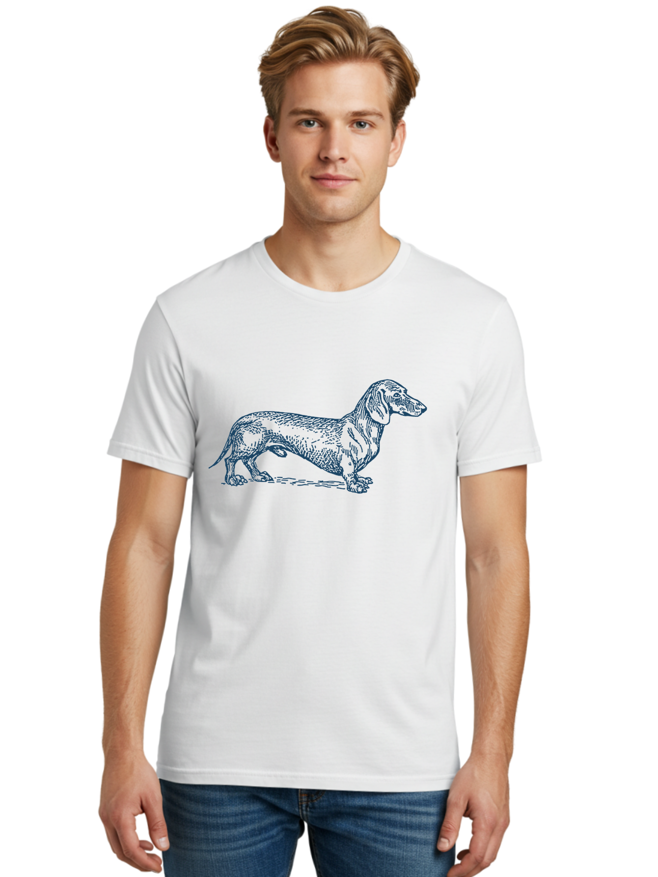 Wiener Dog 2 Men'S Graphic Tee, 100% Cotton, Comfortable Casual Summer Wear, Machine Washable, Dachshund Dog, Short-Legged Dog, Hound Dog, Dog Breed, Canine Companion, Loyal Pet, Playful Animal, Dog Illustration, Dog Drawing Aae840