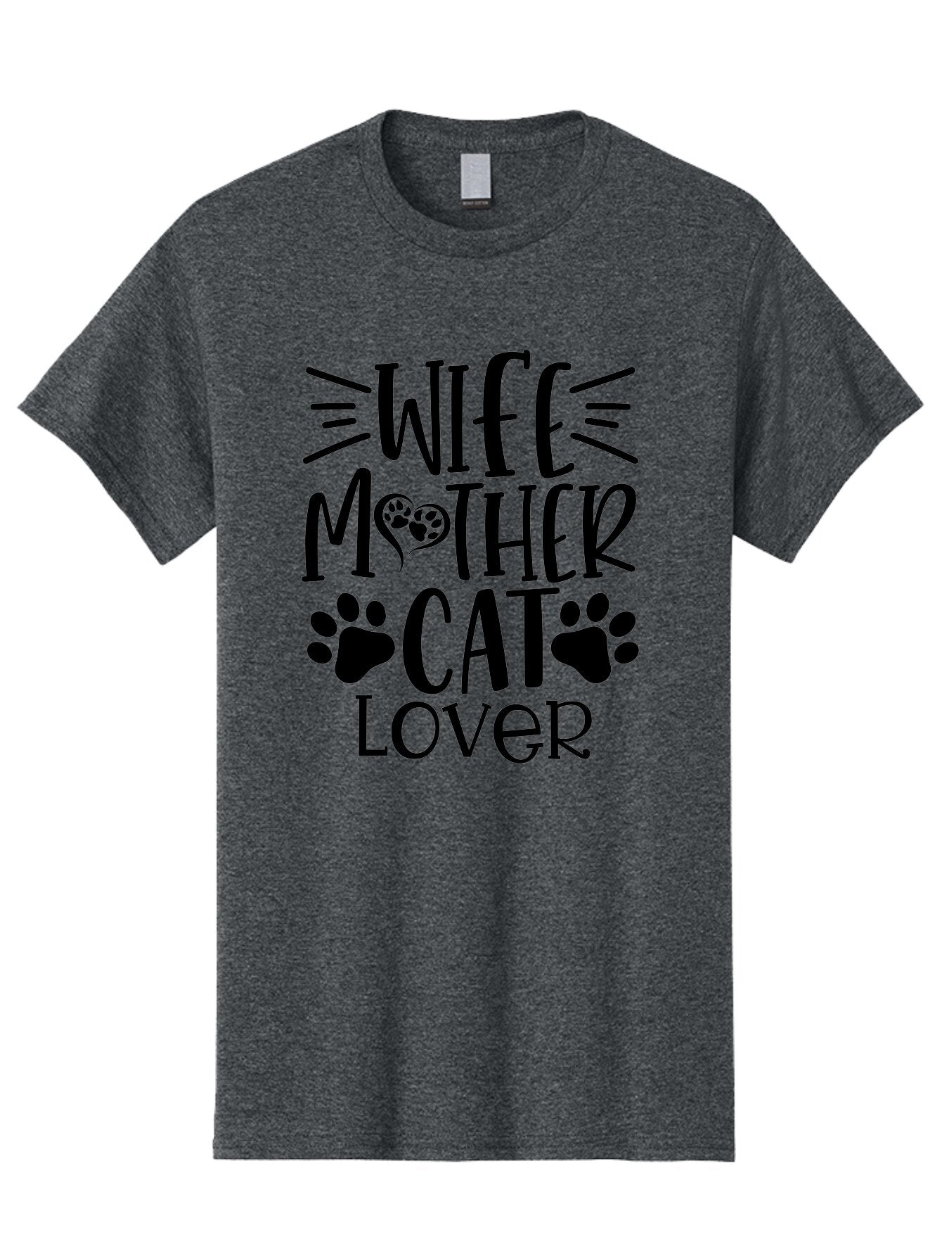 Wife Mother Cat Lover Men'S Graphic Tee, 100% Cotton, Comfortable Casual Summer Wear, Machine Washable, Cat Mom Quote, Cat Lady Quote, Cat Lover Gift, Cat Mother, Wife Mother, Cat Mom Decal, Cat Mom T-Shirt, Cat Mom Graphic, Aae841