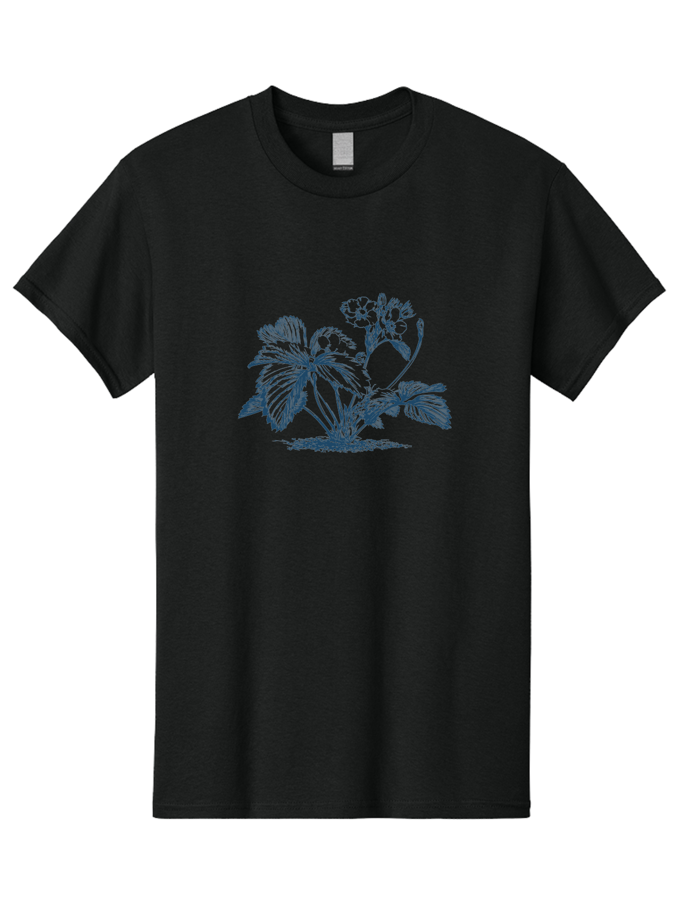 Wild Bloom Garden Men'S Graphic Tee, 100% Cotton, Comfortable Casual Summer Wear, Machine Washable, Geranium Plant, Floral Illustration, Botanical Art, Blue Ink Drawing, Delicate Flowers, Lush Foliage, Vintage Style, Gardening Inspiration, Aae842 13
