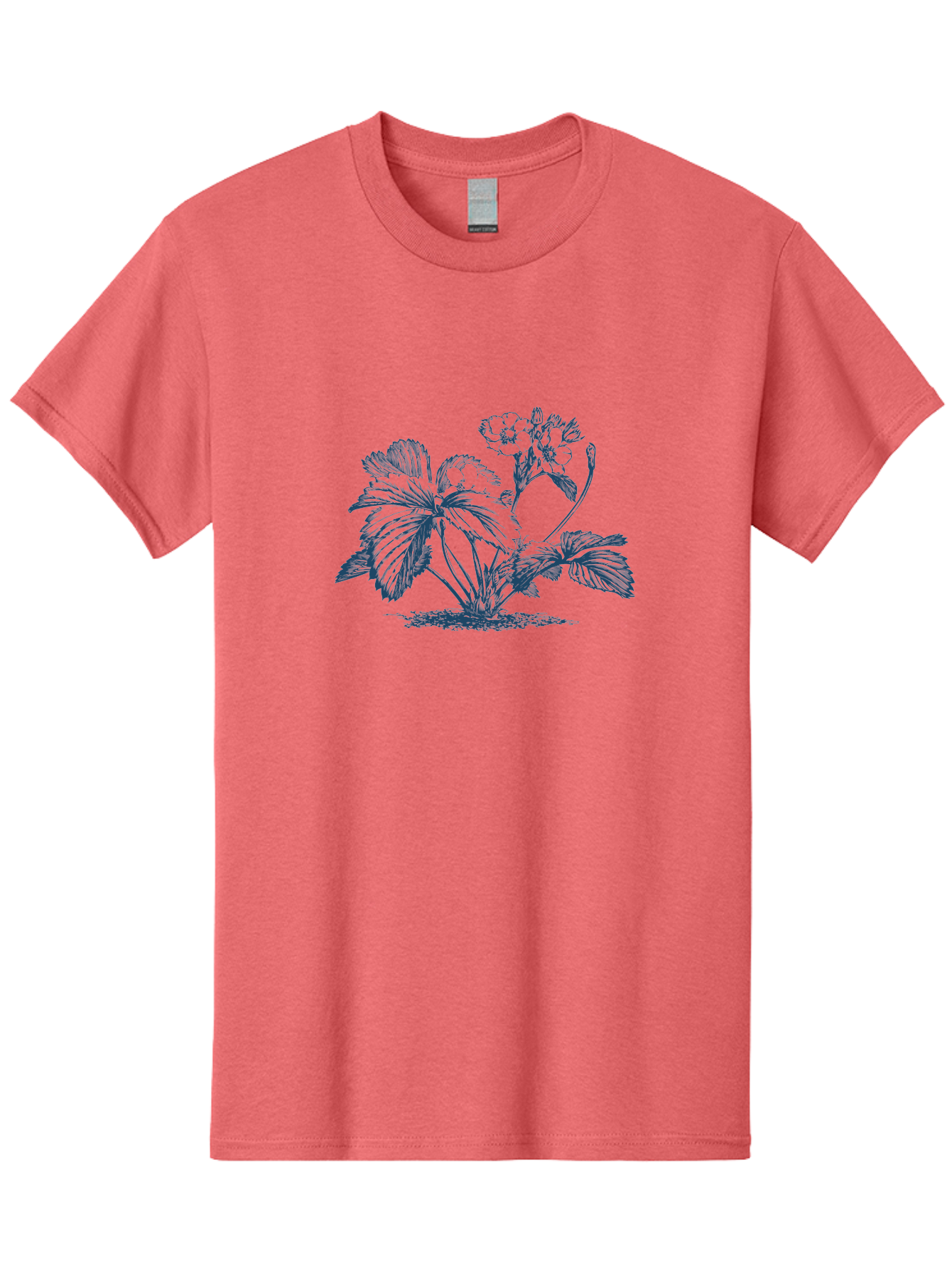 Wild Bloom Garden Men'S Graphic Tee, 100% Cotton, Comfortable Casual Summer Wear, Machine Washable, Geranium Plant, Floral Illustration, Botanical Art, Blue Ink Drawing, Delicate Flowers, Lush Foliage, Vintage Style, Gardening Inspiration, Aae842 29