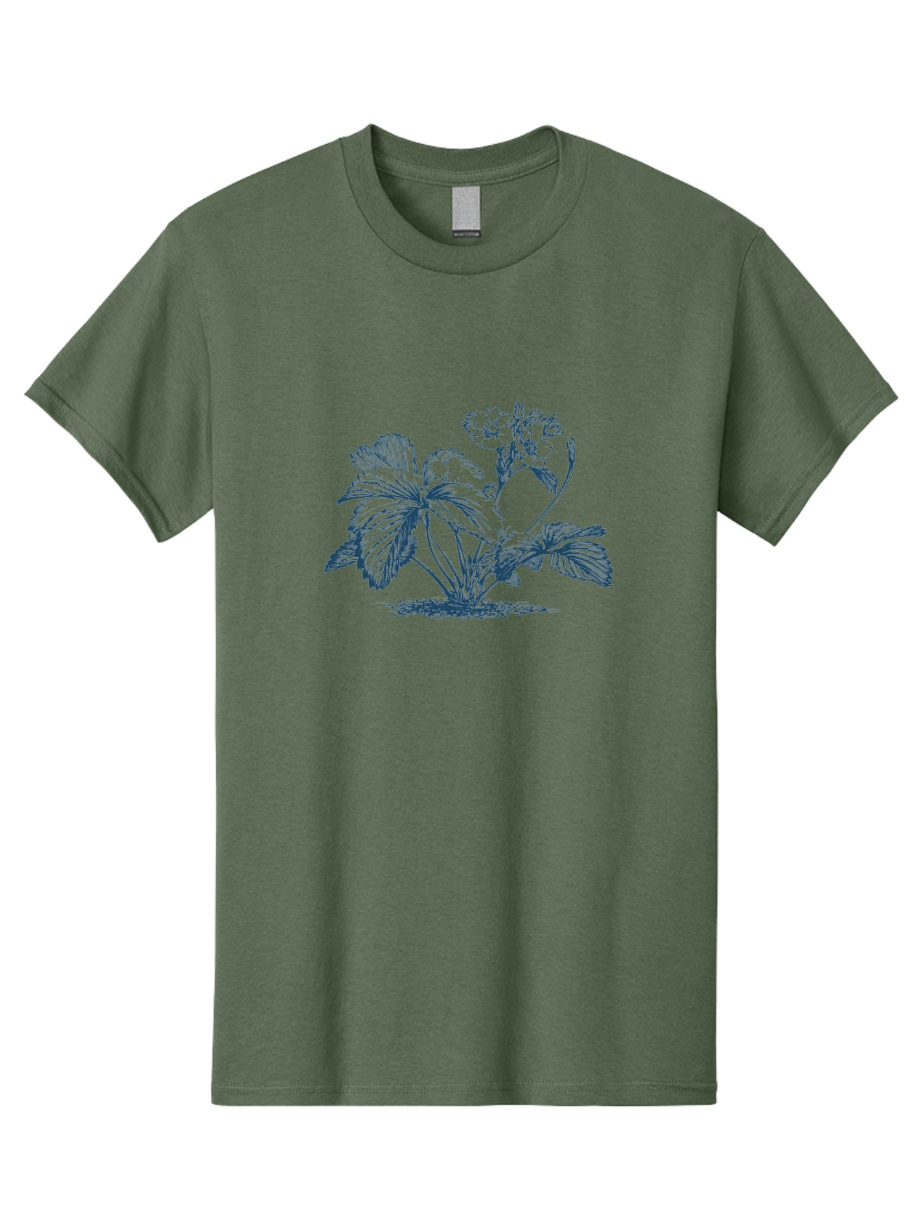 Wild Bloom Garden Men'S Graphic Tee, 100% Cotton, Comfortable Casual Summer Wear, Machine Washable, Geranium Plant, Floral Illustration, Botanical Art, Blue Ink Drawing, Delicate Flowers, Lush Foliage, Vintage Style, Gardening Inspiration, Aae842 25