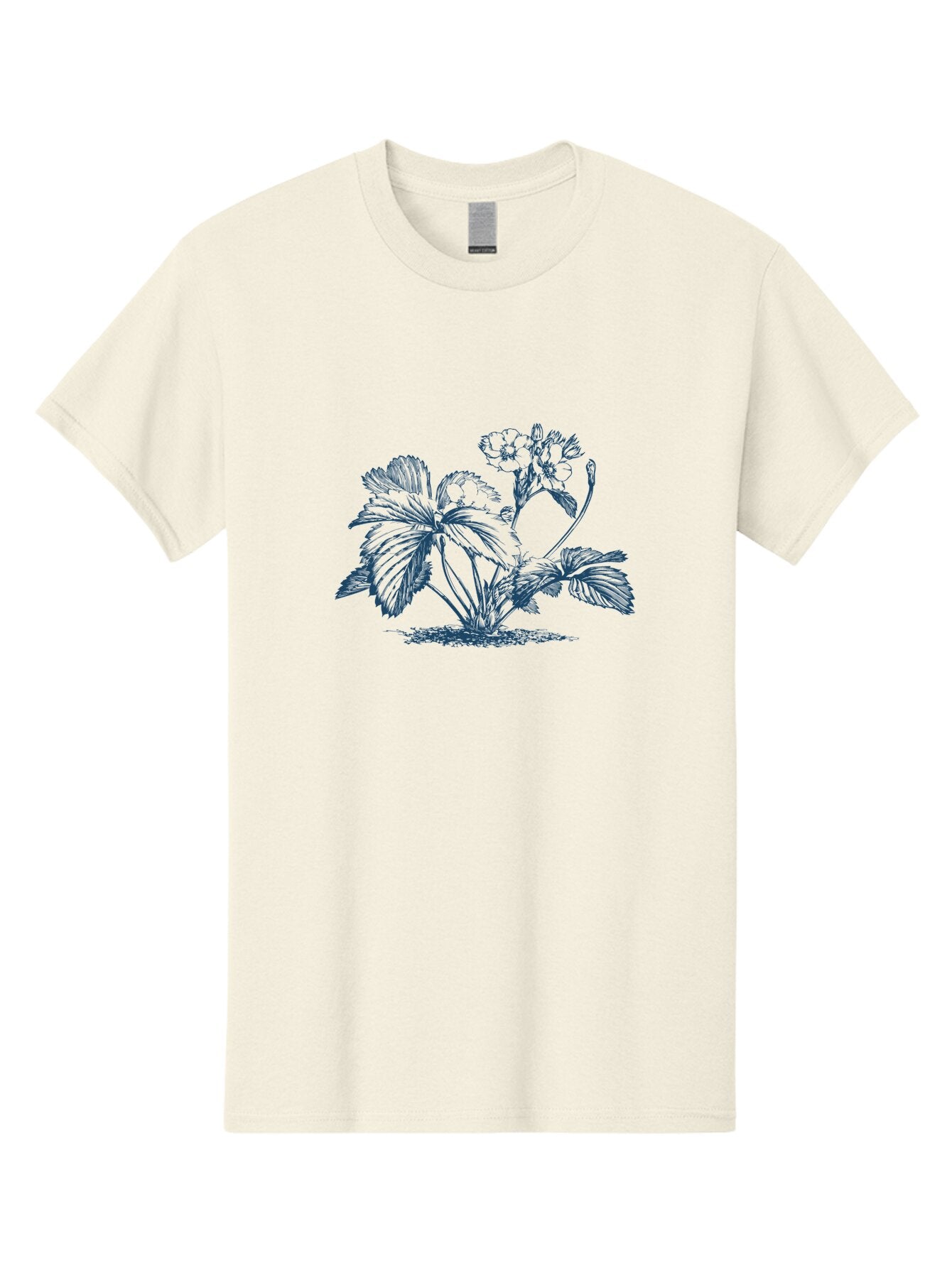 Wild Bloom Garden Men'S Graphic Tee, 100% Cotton, Comfortable Casual Summer Wear, Machine Washable, Geranium Plant, Floral Illustration, Botanical Art, Blue Ink Drawing, Delicate Flowers, Lush Foliage, Vintage Style, Gardening Inspiration, Aae842 12