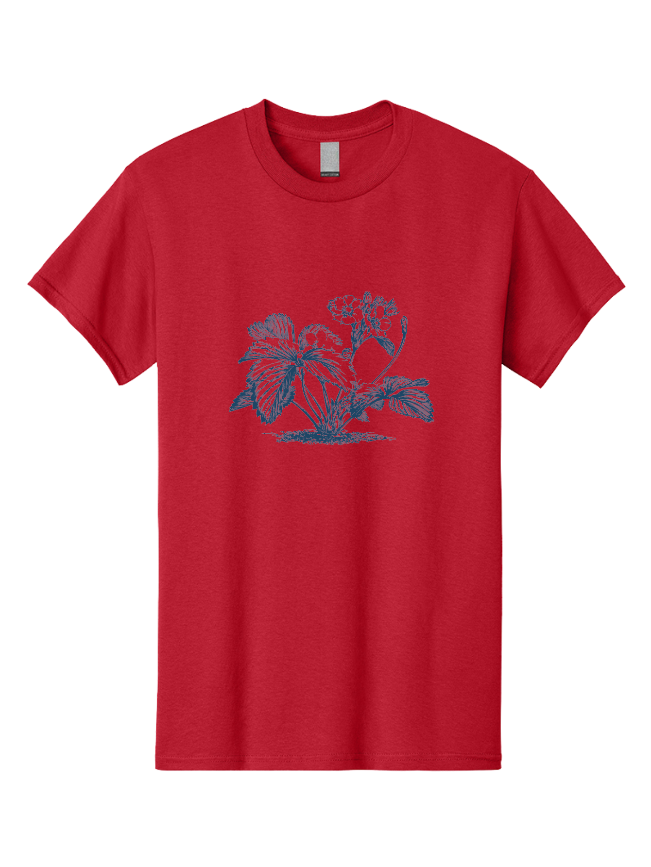 Wild Bloom Garden Men'S Graphic Tee, 100% Cotton, Comfortable Casual Summer Wear, Machine Washable, Geranium Plant, Floral Illustration, Botanical Art, Blue Ink Drawing, Delicate Flowers, Lush Foliage, Vintage Style, Gardening Inspiration, Aae842 19