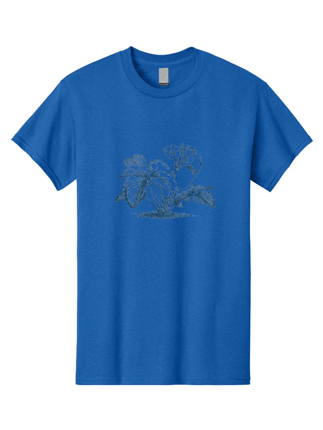 Wild Bloom Garden Men'S Graphic Tee, 100% Cotton, Comfortable Casual Summer Wear, Machine Washable, Geranium Plant, Floral Illustration, Botanical Art, Blue Ink Drawing, Delicate Flowers, Lush Foliage, Vintage Style, Gardening Inspiration, Aae842 21