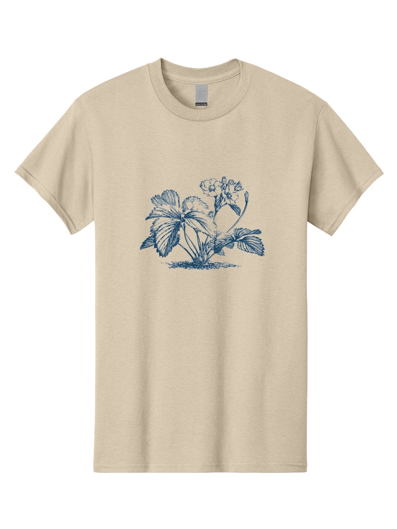 Wild Bloom Garden Men'S Graphic Tee, 100% Cotton, Comfortable Casual Summer Wear, Machine Washable, Geranium Plant, Floral Illustration, Botanical Art, Blue Ink Drawing, Delicate Flowers, Lush Foliage, Vintage Style, Gardening Inspiration, Aae842 9