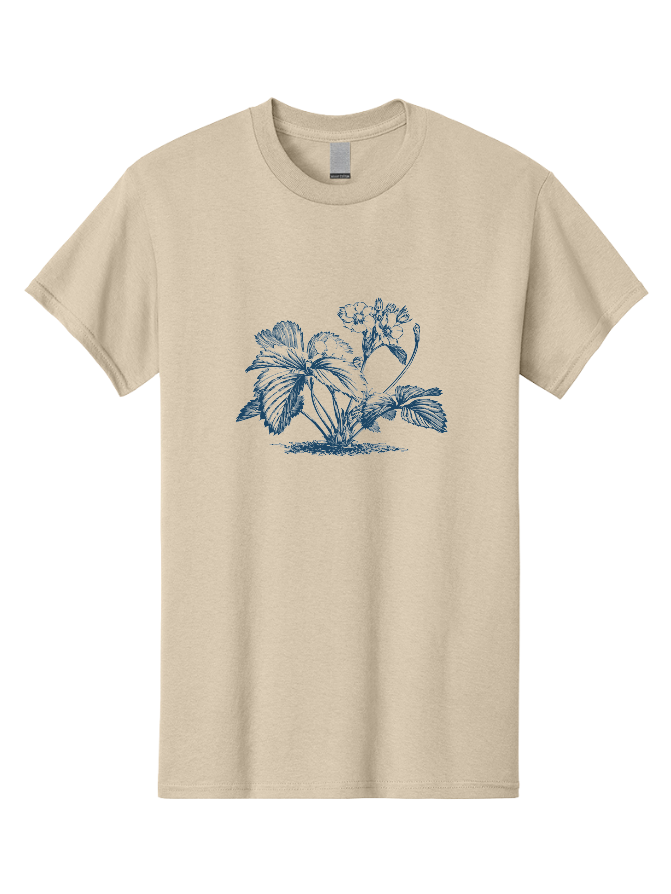 Wild Bloom Garden Men'S Graphic Tee, 100% Cotton, Comfortable Casual Summer Wear, Machine Washable, Geranium Plant, Floral Illustration, Botanical Art, Blue Ink Drawing, Delicate Flowers, Lush Foliage, Vintage Style, Gardening Inspiration, Aae842 9