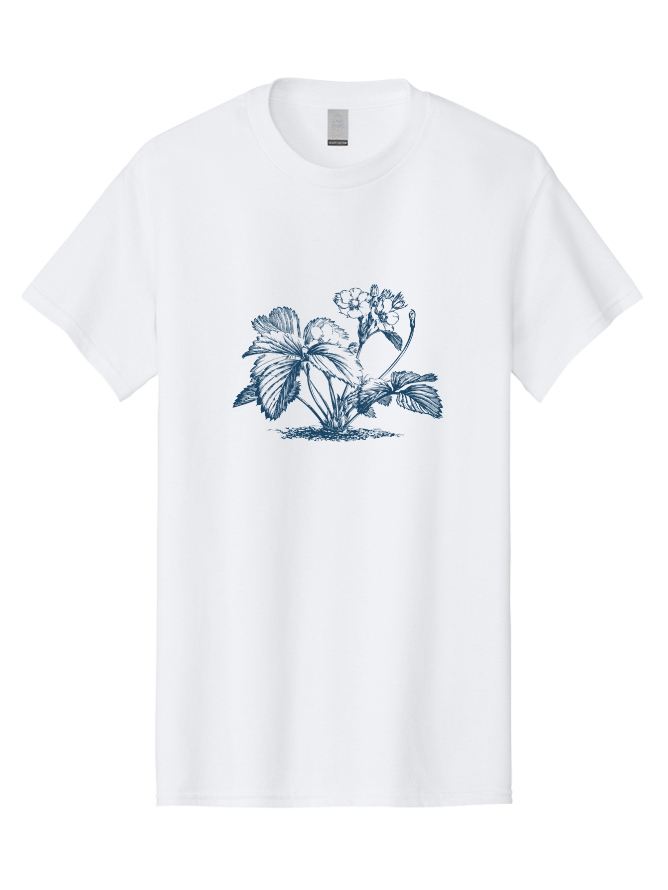 Wild Bloom Garden Men'S Graphic Tee, 100% Cotton, Comfortable Casual Summer Wear, Machine Washable, Geranium Plant, Floral Illustration, Botanical Art, Blue Ink Drawing, Delicate Flowers, Lush Foliage, Vintage Style, Gardening Inspiration, Aae842