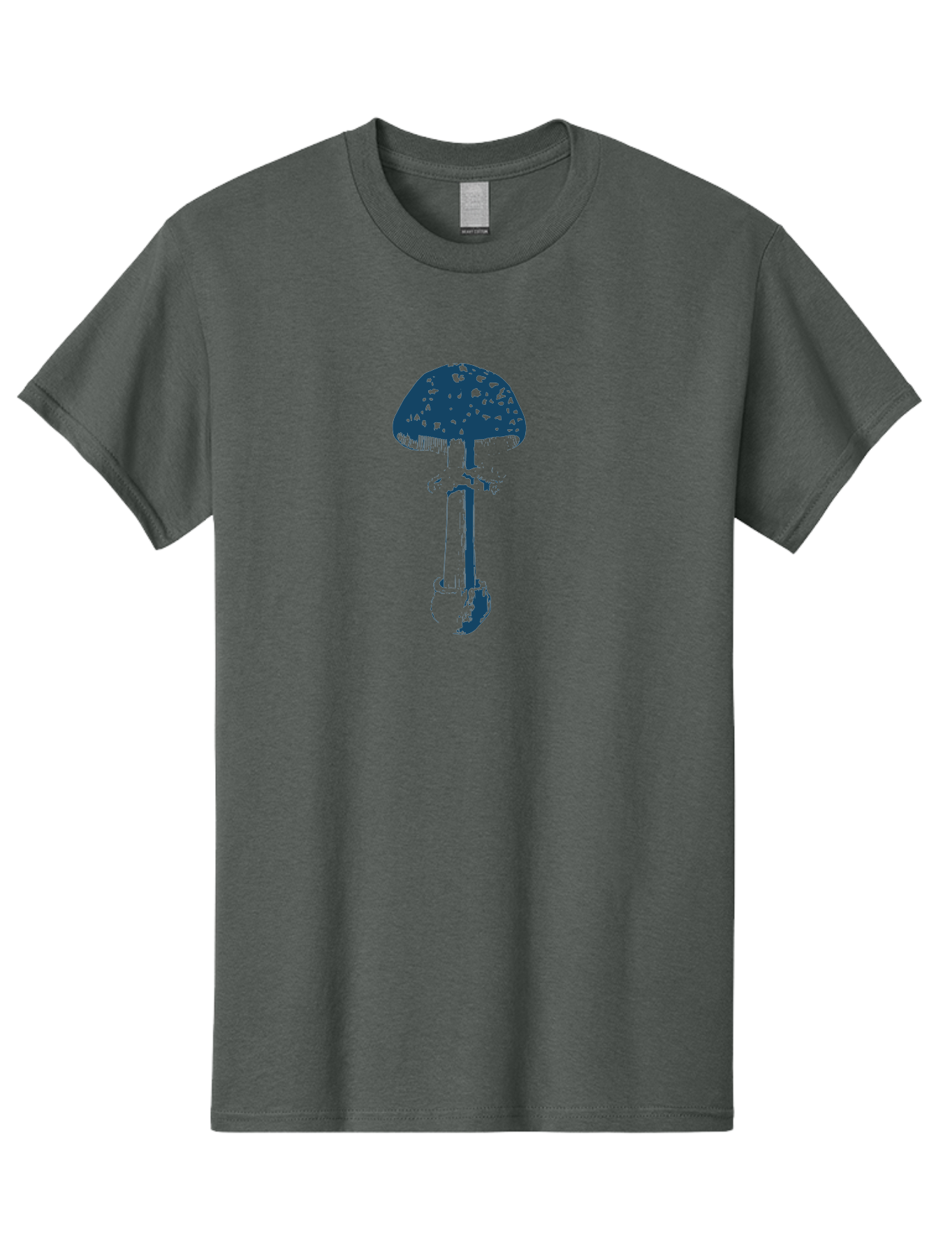 Wild Forest Mushroom Men'S Graphic Tee, 100% Cotton, Comfortable Casual Summer Wear, Machine Washable, Blue Mushroom Illustration, Fungal Art, Psychedelic Design, Mushroom Cap, Stem And Base, Abstract Art, Modern Graphic Aae843 11