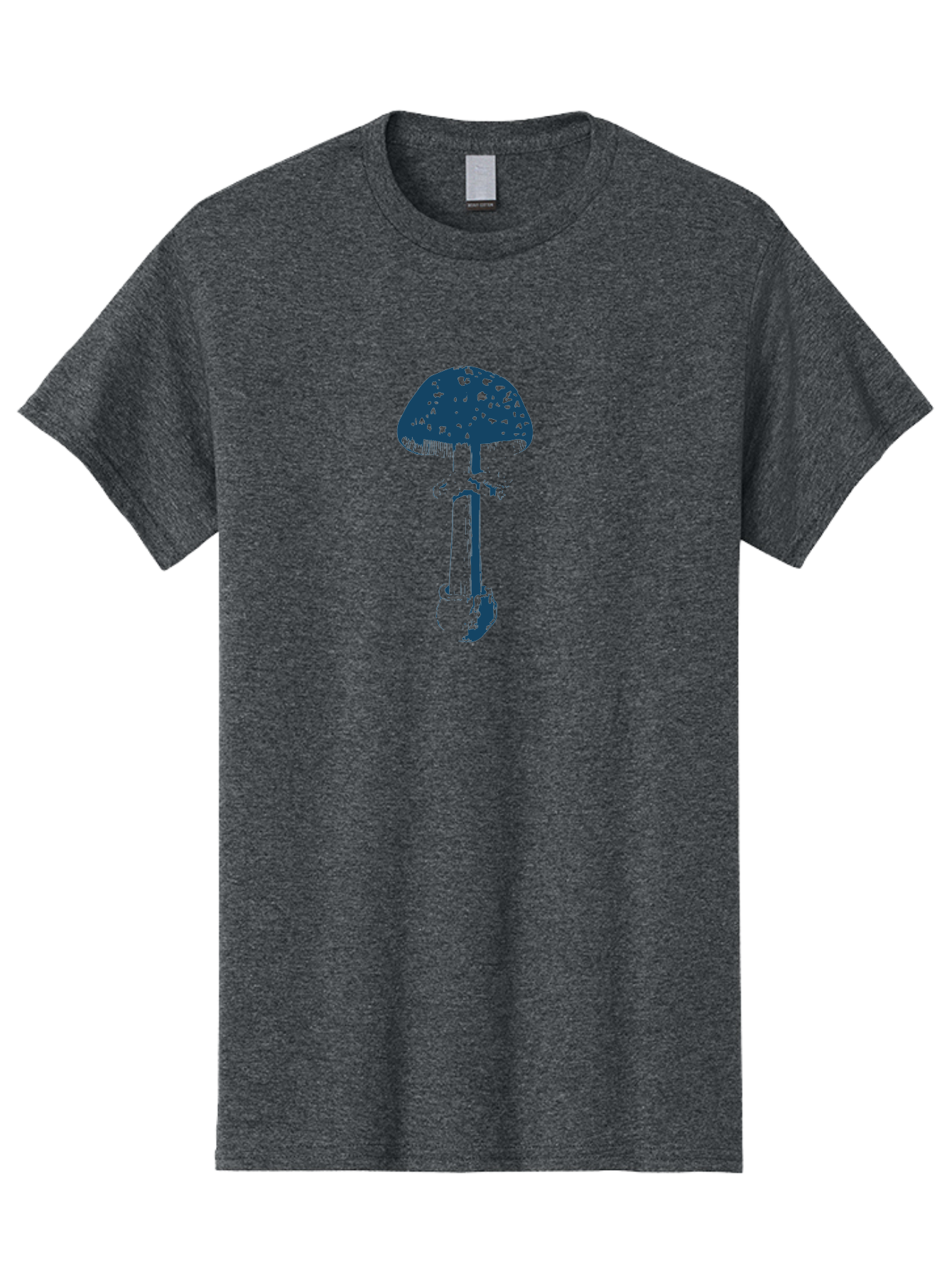 Wild Forest Mushroom Men'S Graphic Tee, 100% Cotton, Comfortable Casual Summer Wear, Machine Washable, Blue Mushroom Illustration, Fungal Art, Psychedelic Design, Mushroom Cap, Stem And Base, Abstract Art, Modern Graphic Aae843 15