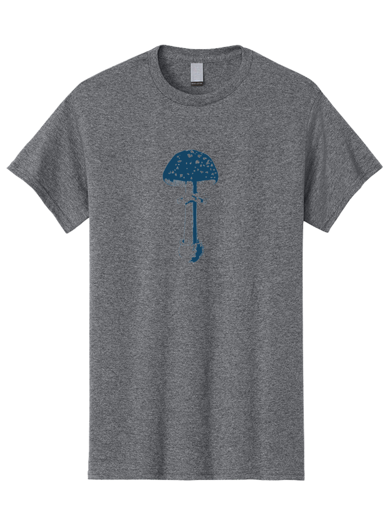 Wild Forest Mushroom Men'S Graphic Tee, 100% Cotton, Comfortable Casual Summer Wear, Machine Washable, Blue Mushroom Illustration, Fungal Art, Psychedelic Design, Mushroom Cap, Stem And Base, Abstract Art, Modern Graphic Aae843 25