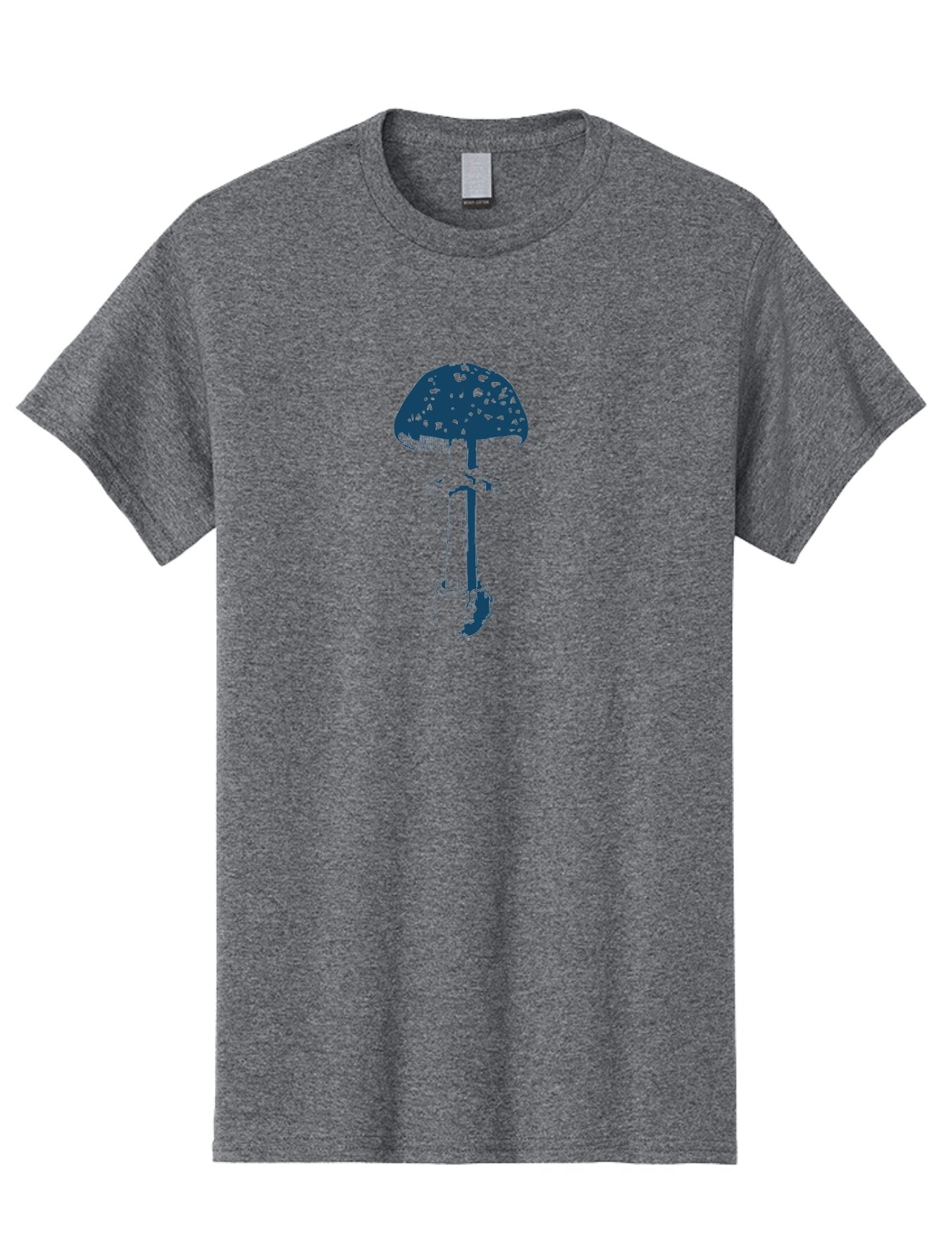 Wild Forest Mushroom Men'S Graphic Tee, 100% Cotton, Comfortable Casual Summer Wear, Machine Washable, Blue Mushroom Illustration, Fungal Art, Psychedelic Design, Mushroom Cap, Stem And Base, Abstract Art, Modern Graphic Aae843 7