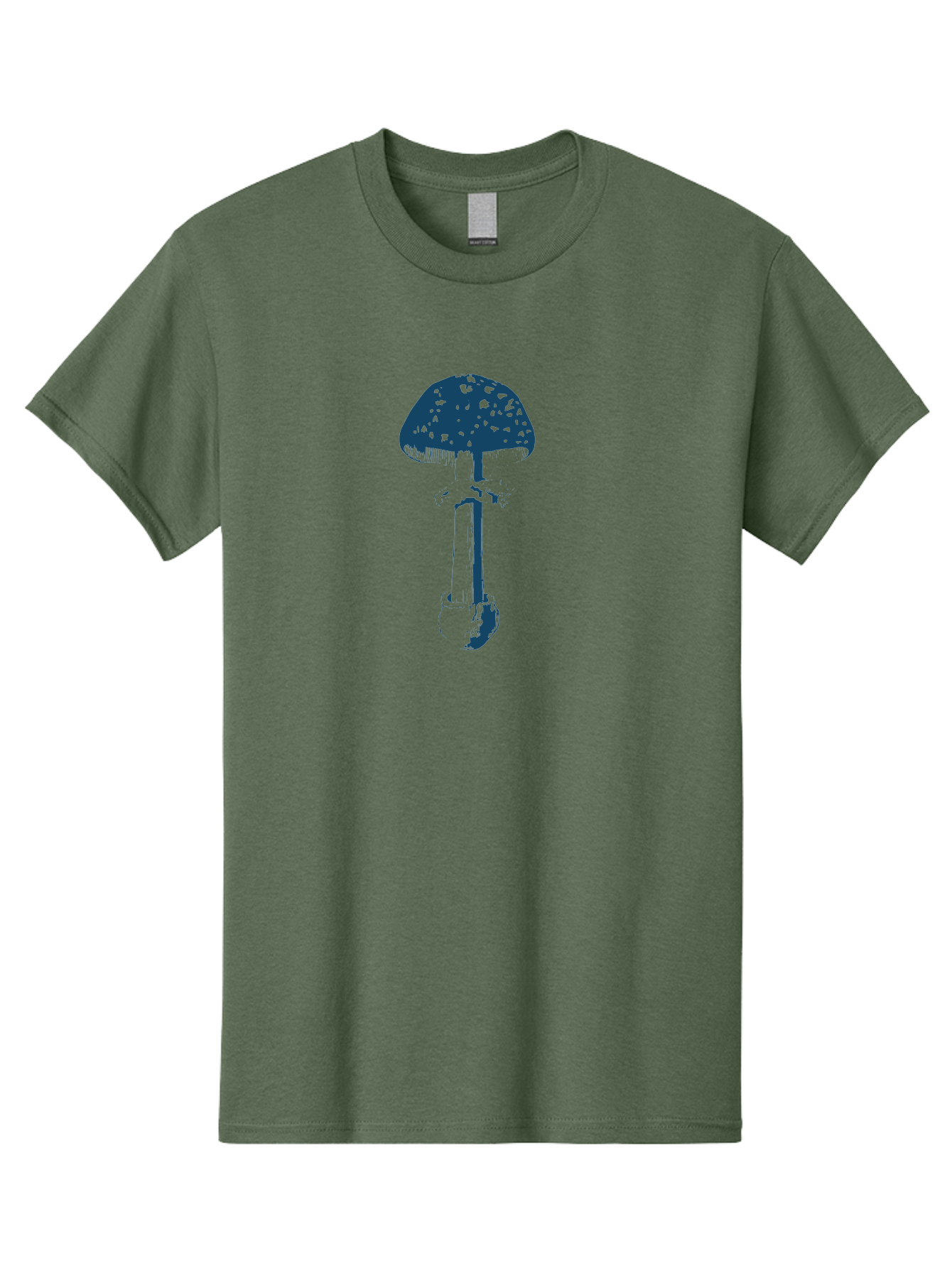 Wild Forest Mushroom Men'S Graphic Tee, 100% Cotton, Comfortable Casual Summer Wear, Machine Washable, Blue Mushroom Illustration, Fungal Art, Psychedelic Design, Mushroom Cap, Stem And Base, Abstract Art, Modern Graphic Aae843 29