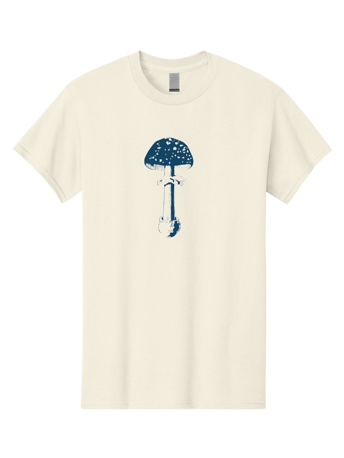 Wild Forest Mushroom Men'S Graphic Tee, 100% Cotton, Comfortable Casual Summer Wear, Machine Washable, Blue Mushroom Illustration, Fungal Art, Psychedelic Design, Mushroom Cap, Stem And Base, Abstract Art, Modern Graphic Aae843 12