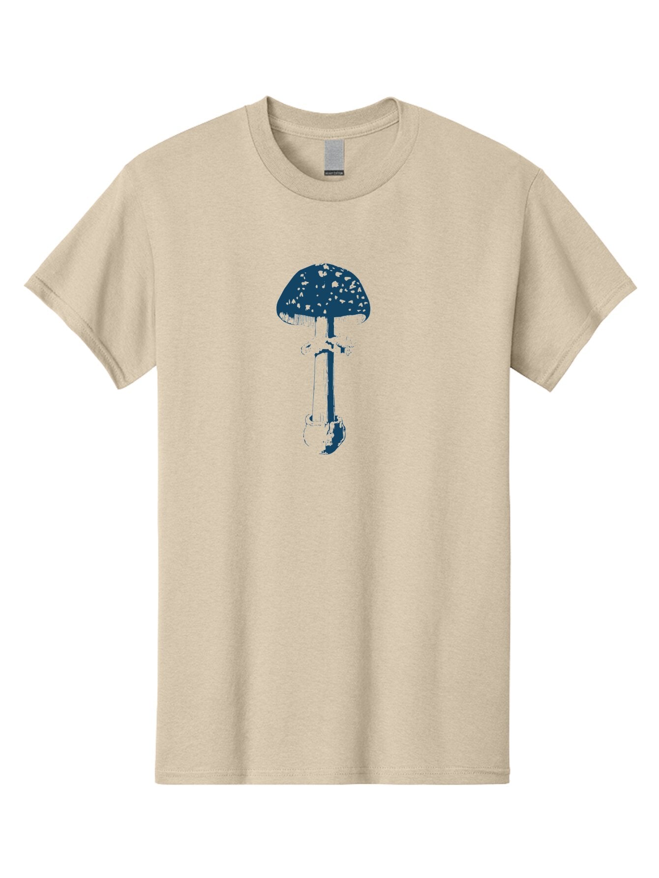 Wild Forest Mushroom Men'S Graphic Tee, 100% Cotton, Comfortable Casual Summer Wear, Machine Washable, Blue Mushroom Illustration, Fungal Art, Psychedelic Design, Mushroom Cap, Stem And Base, Abstract Art, Modern Graphic Aae843 4