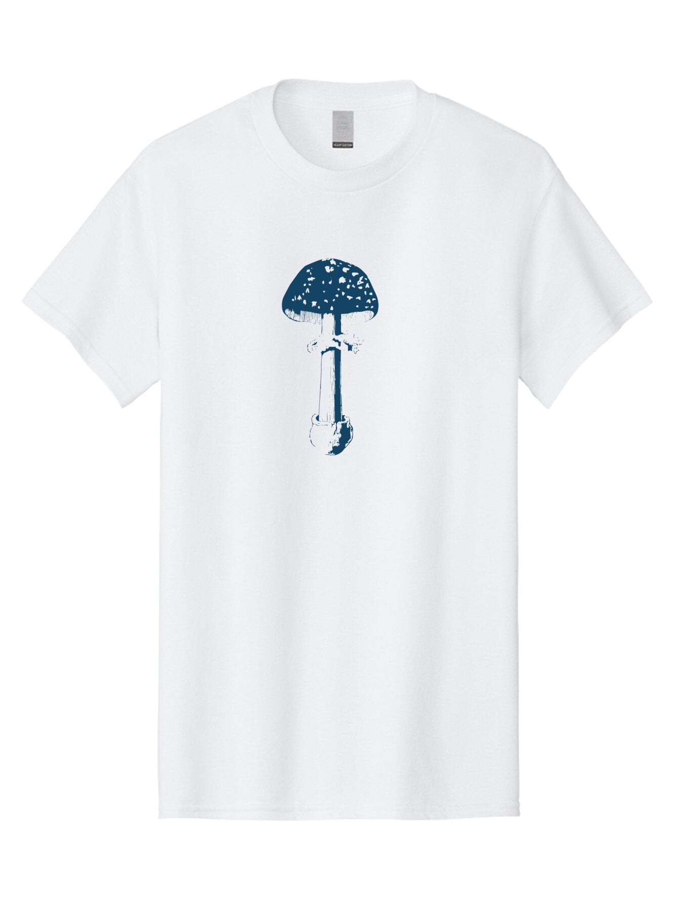 Wild Forest Mushroom Men'S Graphic Tee, 100% Cotton, Comfortable Casual Summer Wear, Machine Washable, Blue Mushroom Illustration, Fungal Art, Psychedelic Design, Mushroom Cap, Stem And Base, Abstract Art, Modern Graphic Aae843
