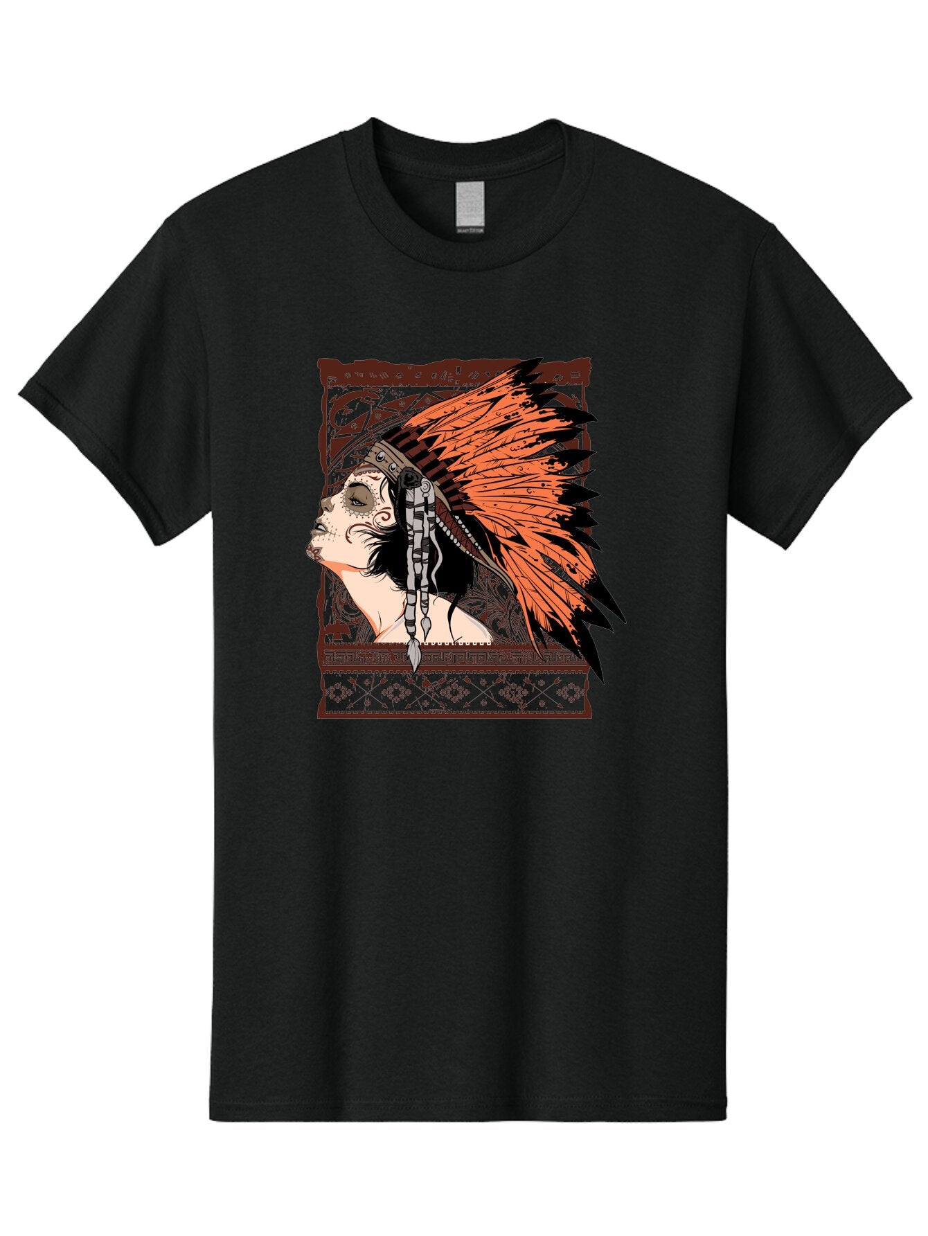 Wild Grace Men'S Graphic Tee, 100% Cotton, Comfortable Casual Summer Wear, Machine Washable, Native American Headdress, Tribal Art, Traditional Clothing, Ornate Details, Vintage Style, Folk Art, Cultural Heritage, Symbolic Expression, Aae844 9